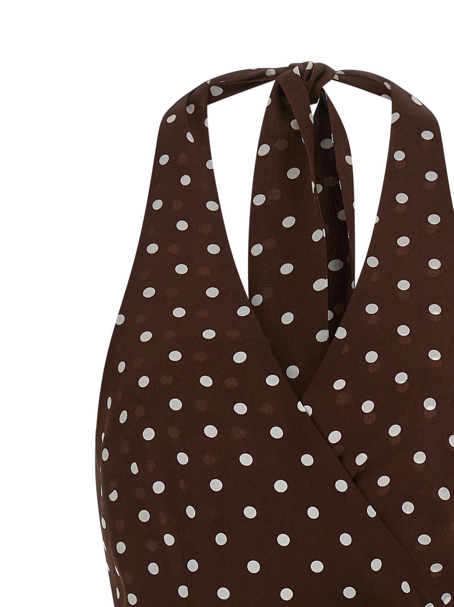 Tank Top by P.A.R.O.S.H. for women in silk brown & print presents a uncompromising silhouette, artfully detailed with a uncompromising wrap neckline and for a sophisticated, uncompromising finish.