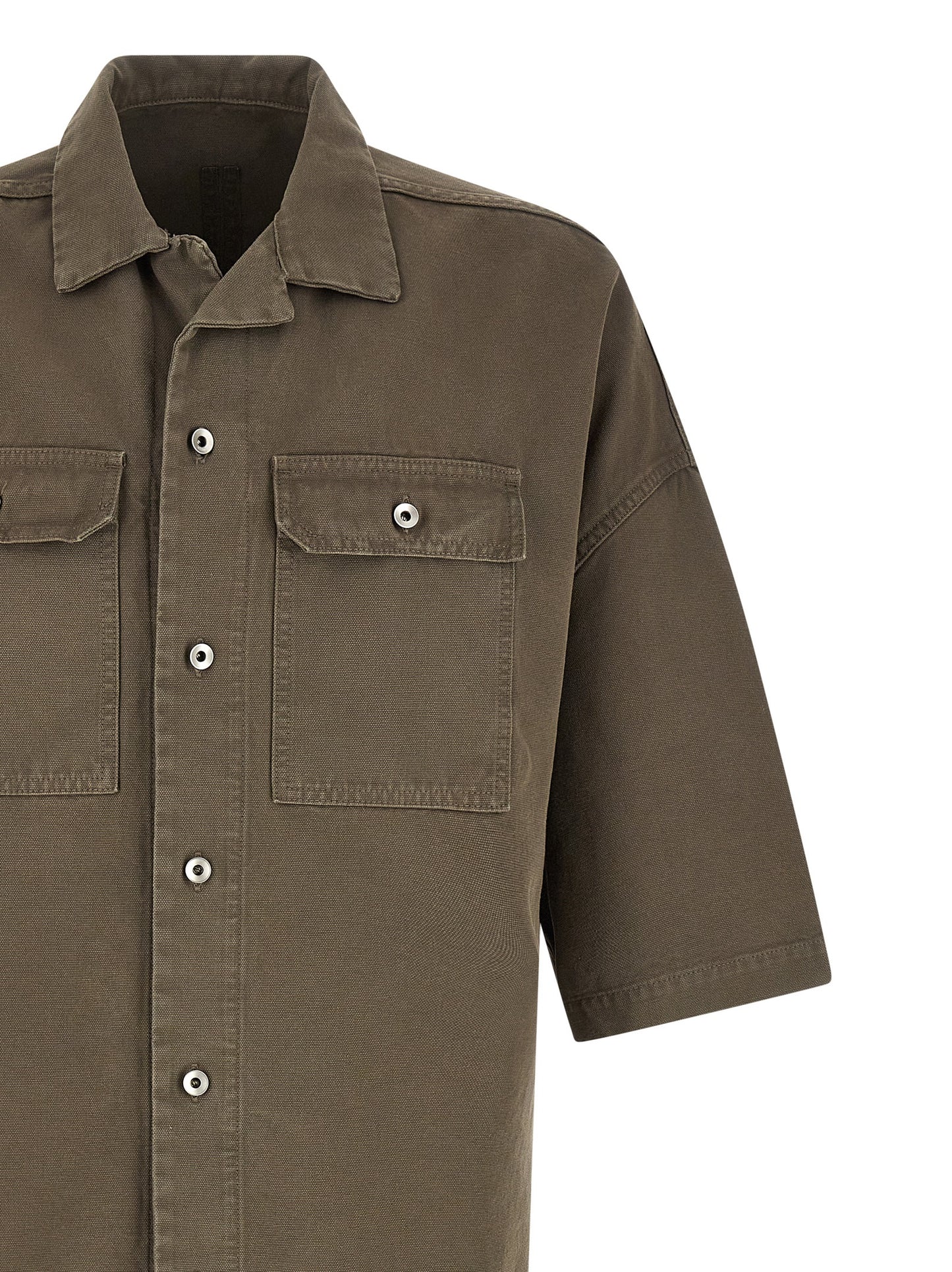 DRKSHDW Essence Men's Short-Sleeve Cotton Canvas Shirt - Gray