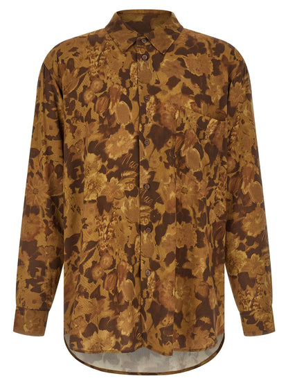 Shirt by Magliano for men in viscose brown & print, featuring a nuanced long-sleeve and nuanced for a sophisticated finish.