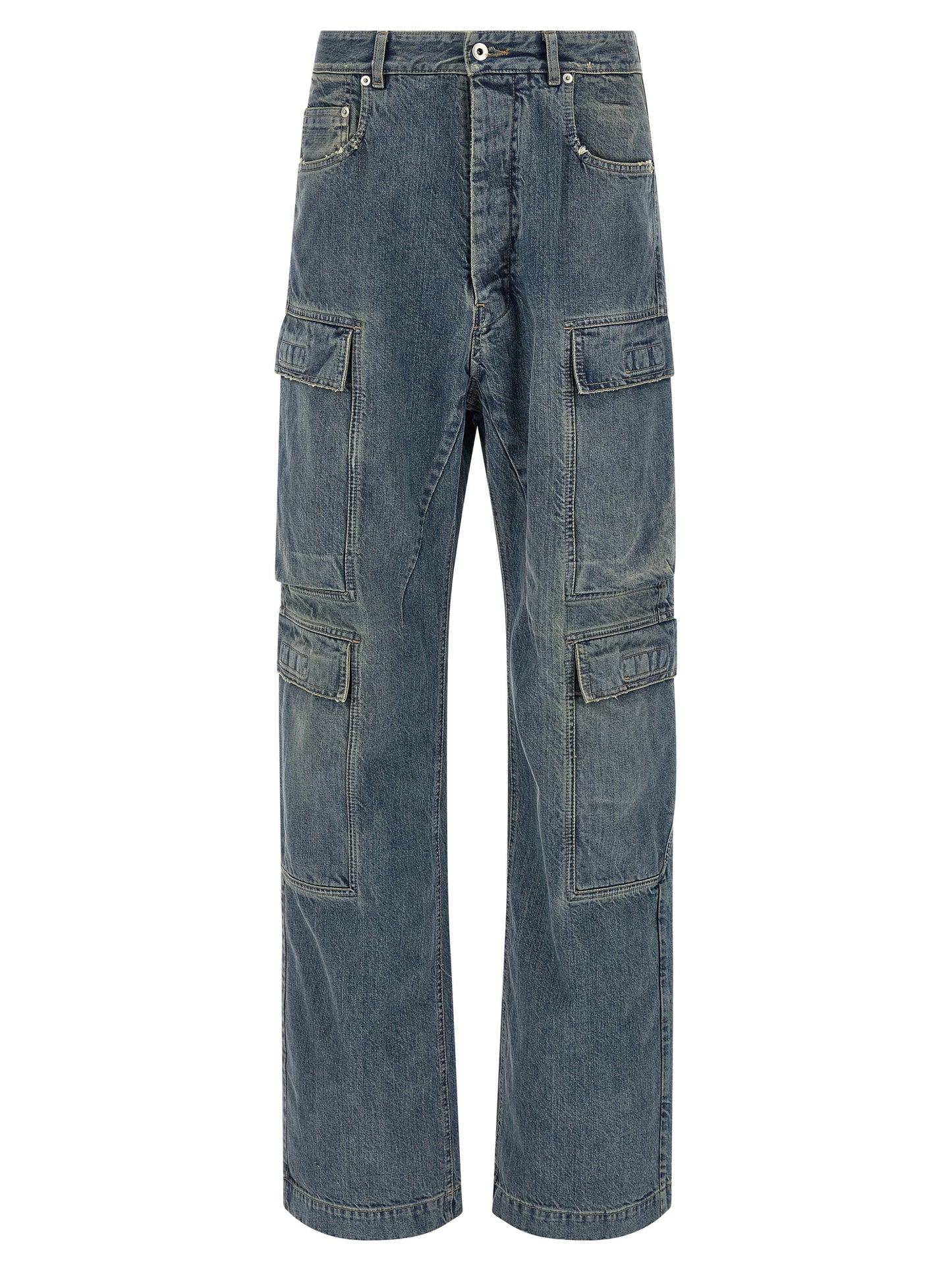Cargo Pants by DRKSHDW for men in cotton blue presents a on trend silhouette, artfully finished with a on trend straight-leg & wide, long, and for a sophisticated look.
