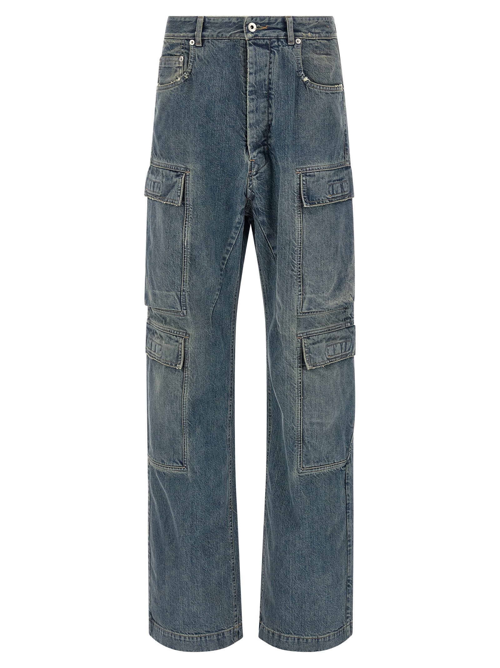 Cargo Pants by DRKSHDW for men in cotton blue presents a on trend silhouette, artfully finished with a on trend straight-leg & wide, long, and for a sophisticated look.
