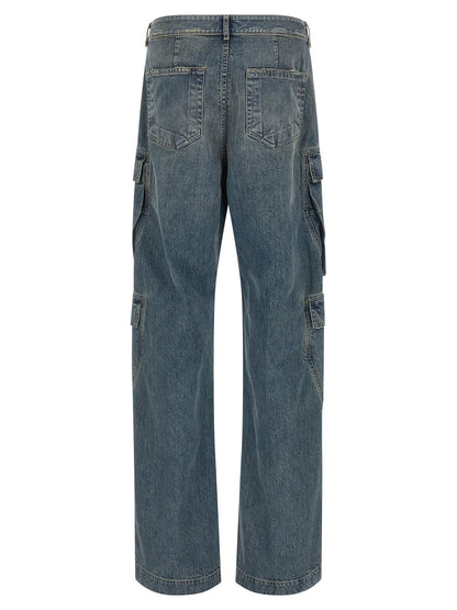 Cargo Pants by DRKSHDW for men in cotton blue features an smart casual straight-leg & wide and long, expertly tailored with a and smart casual utilitarian details for a sophisticated look.