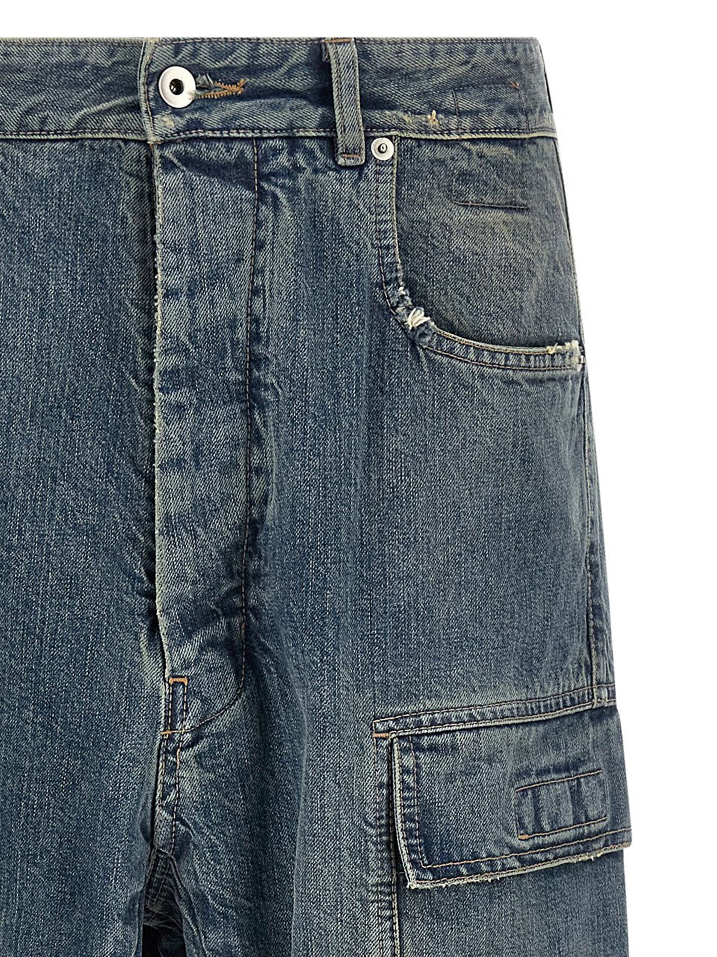 Cargo Pants by DRKSHDW for men in cotton blue features an tailored straight-leg & wide with a and long, creating a tailored utilitarian silhouette.