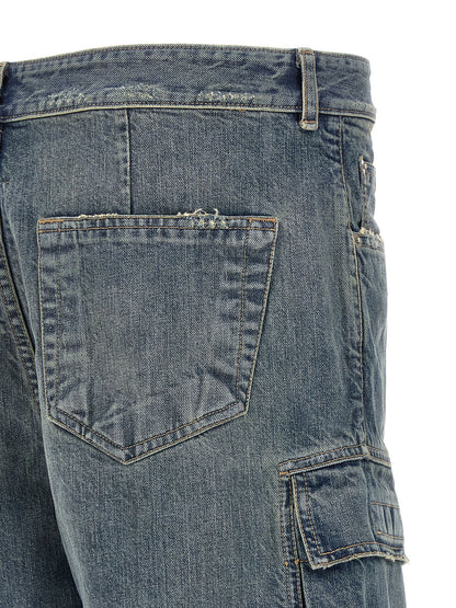 Cargo Pants by DRKSHDW for men in cotton blue features a sartorial silhouette, showcasing a sophisticated straight-leg & wide with a refined long and elegant .