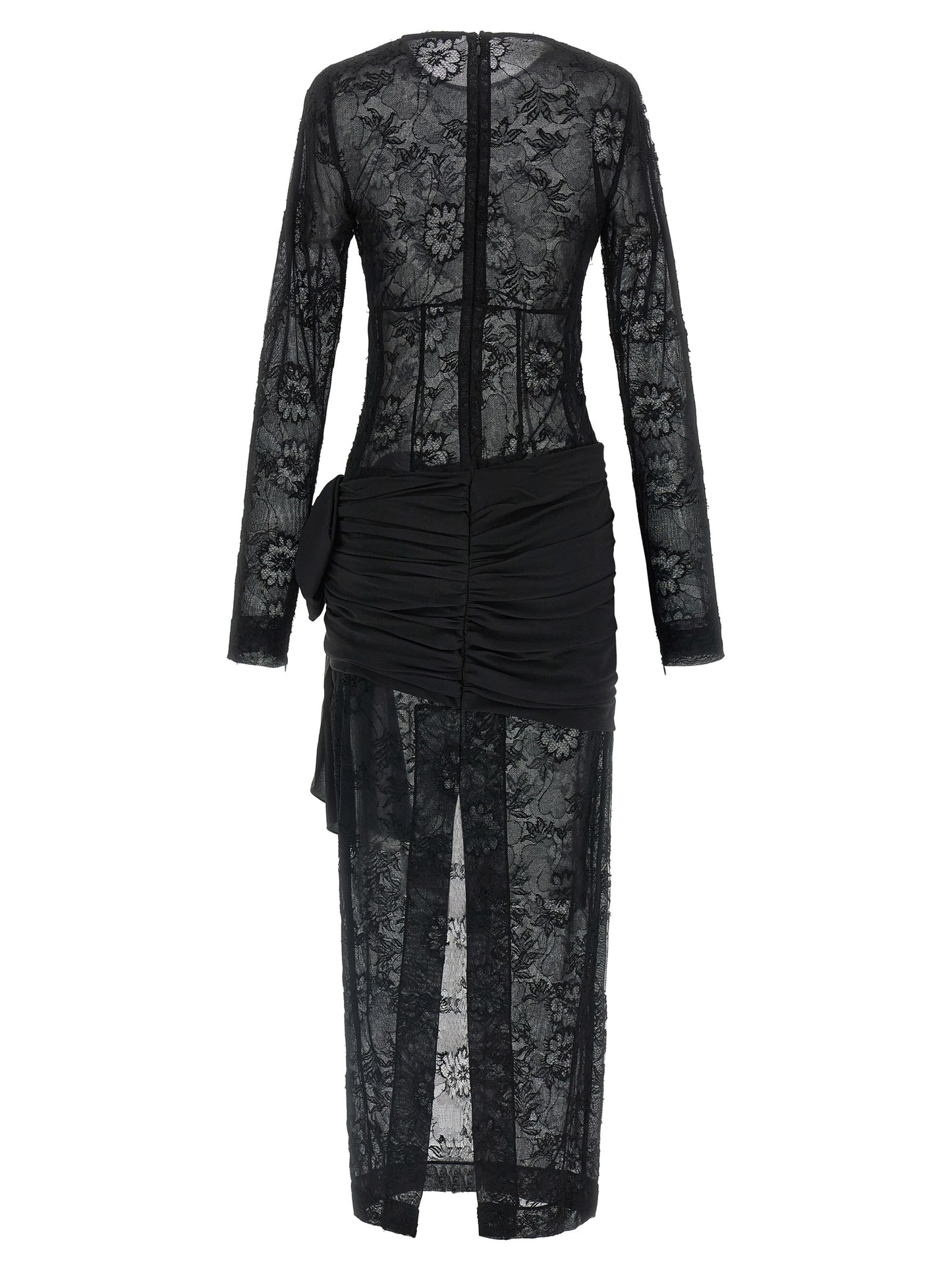 Dress by Alessandra Rich for women in polyamide silk viscose black & transparent features an sultry silhouette defined by a round split neckline and , falling to an sultry maxi long for a sultry look.