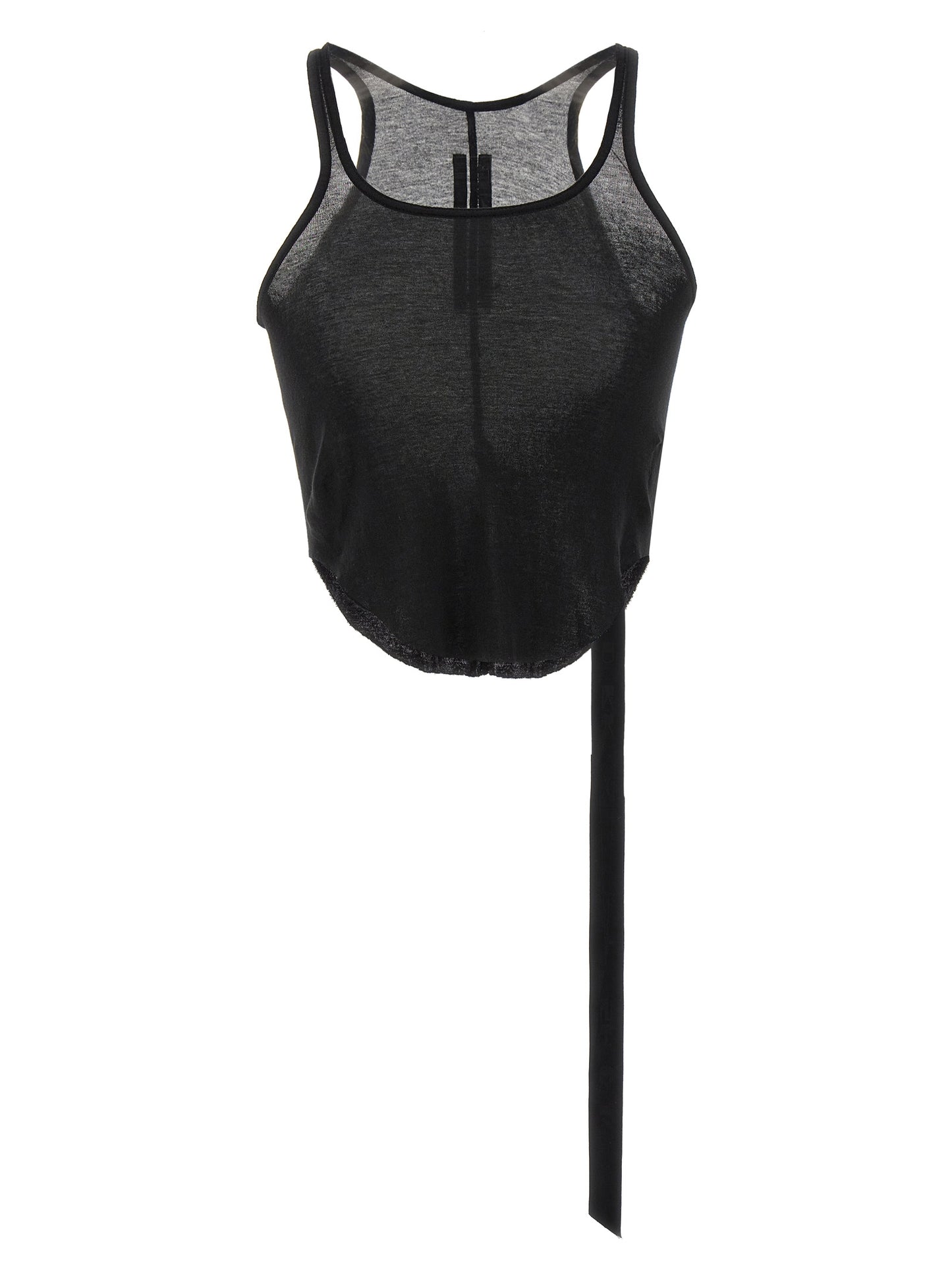 Tank Top by DRKSHDW for women in cotton black & transparent showcases a perennial silhouette, artfully detailed with a sleeveless design and a perennial round neckline.