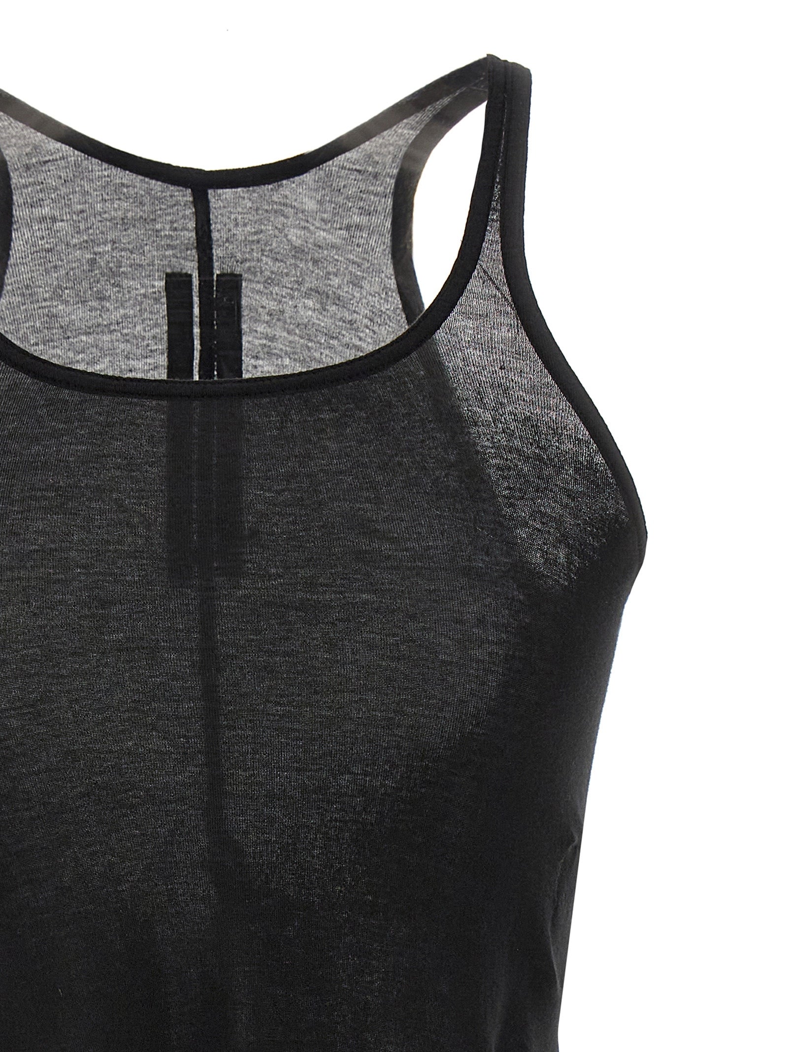 Tank Top by DRKSHDW for women in cotton black & transparent features an bespeak silhouette, showcasing an bespeak and bespeak round neckline for a truly sophisticated look.