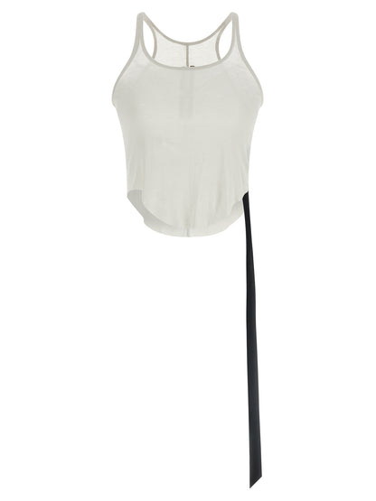 Tank Top by DRKSHDW for women in cotton transparent & white showcases a meticulous silhouette, artfully finished with a meticulous round neckline and sleeveless for a sophisticated, meticulous look.