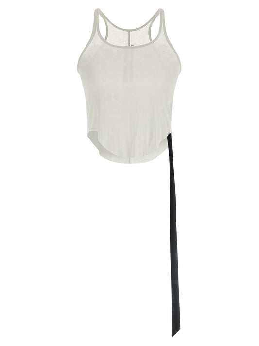 Tank Top by DRKSHDW for women in cotton transparent & white showcases a meticulous silhouette, artfully finished with a meticulous round neckline and sleeveless for a sophisticated, meticulous look.