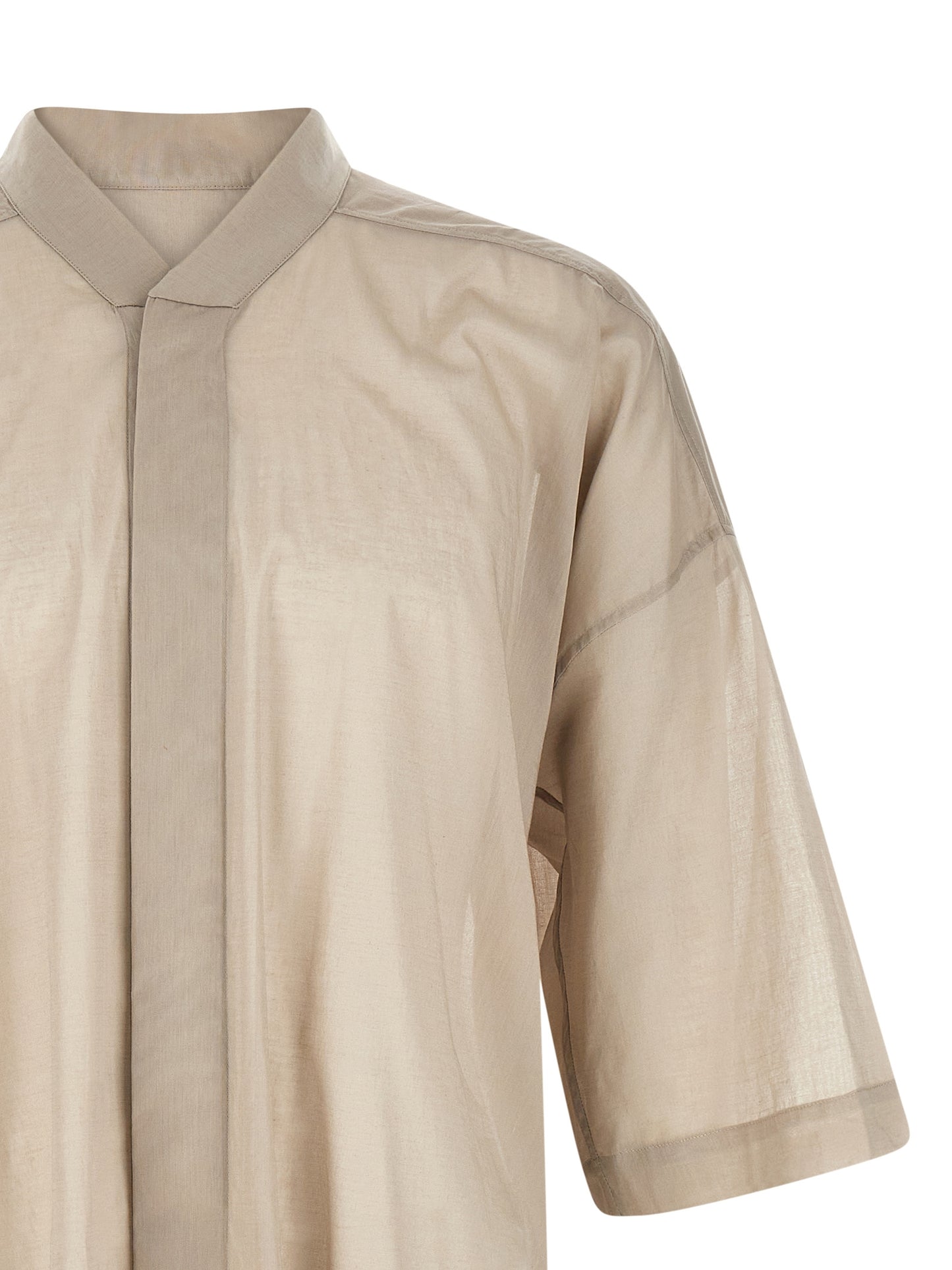Shirt by Rick Owens for men in cotton gray & transparent showcases a sublime silhouette, artfully detailed with a sublime and for a sophisticated, sublime finish.