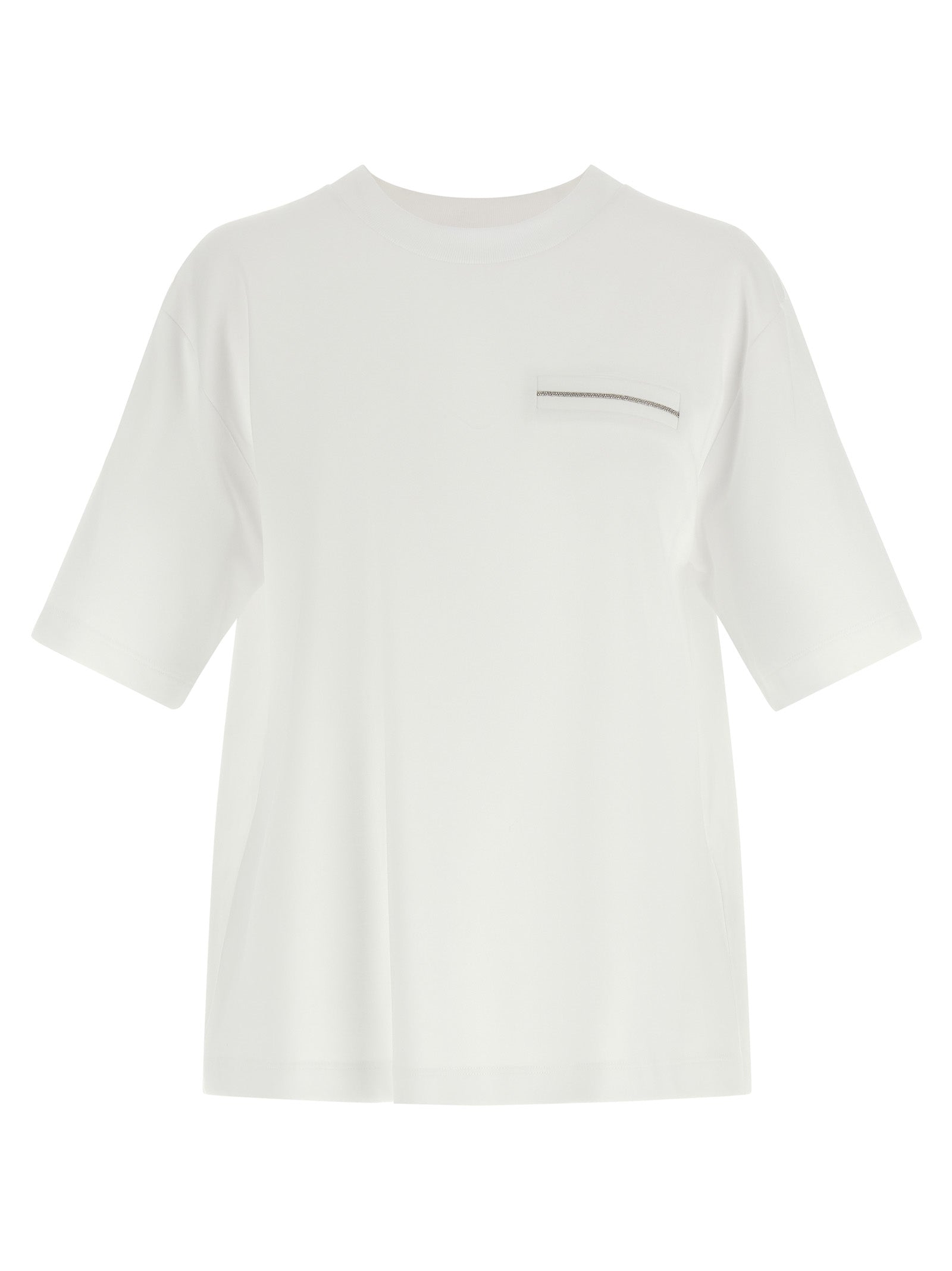 T-Shirt by Peserico for women in stretch cotton & polyamide white features a plush silhouette, showcasing a sophisticated crew neckline and short-sleeve for a truly plush finish.