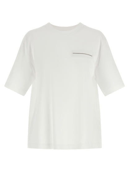 T-Shirt by Peserico for women in stretch cotton & polyamide white features a plush silhouette, showcasing a sophisticated crew neckline and short-sleeve for a truly plush finish.