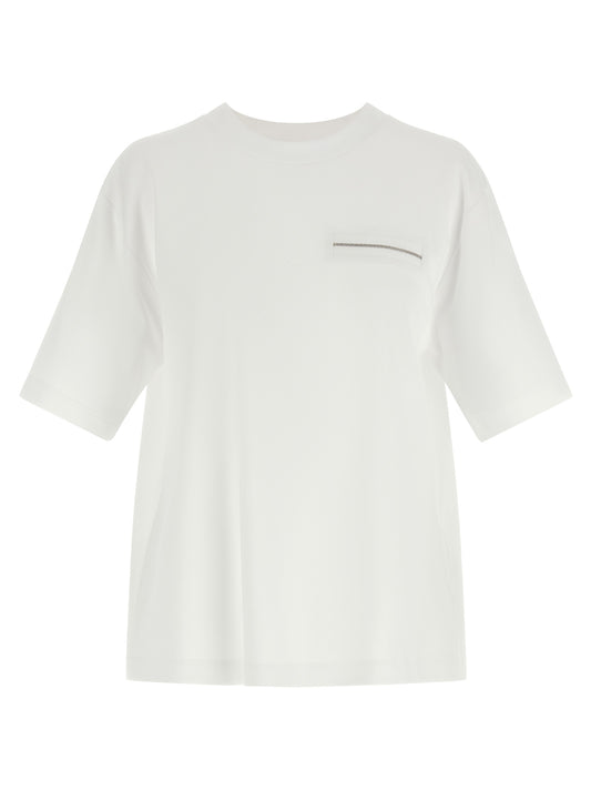 T-Shirt by Peserico for women in stretch cotton & polyamide white features a plush silhouette, showcasing a sophisticated crew neckline and short-sleeve for a truly plush finish.