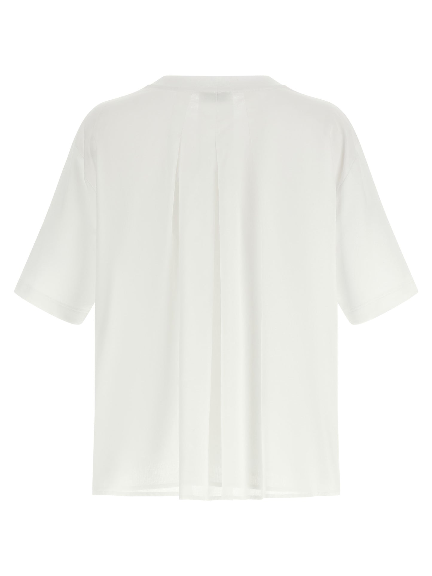 T-Shirt by Peserico for women in stretch cotton & polyamide white showcases a fashionable silhouette, elegantly detailed with a fashionable and crew neckline for a sophisticated, high-fashion look.