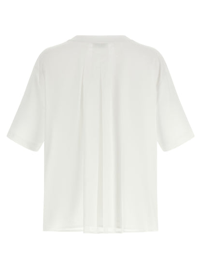 T-Shirt by Peserico for women in stretch cotton & polyamide white showcases a fashionable silhouette, elegantly detailed with a fashionable and crew neckline for a sophisticated, high-fashion look.