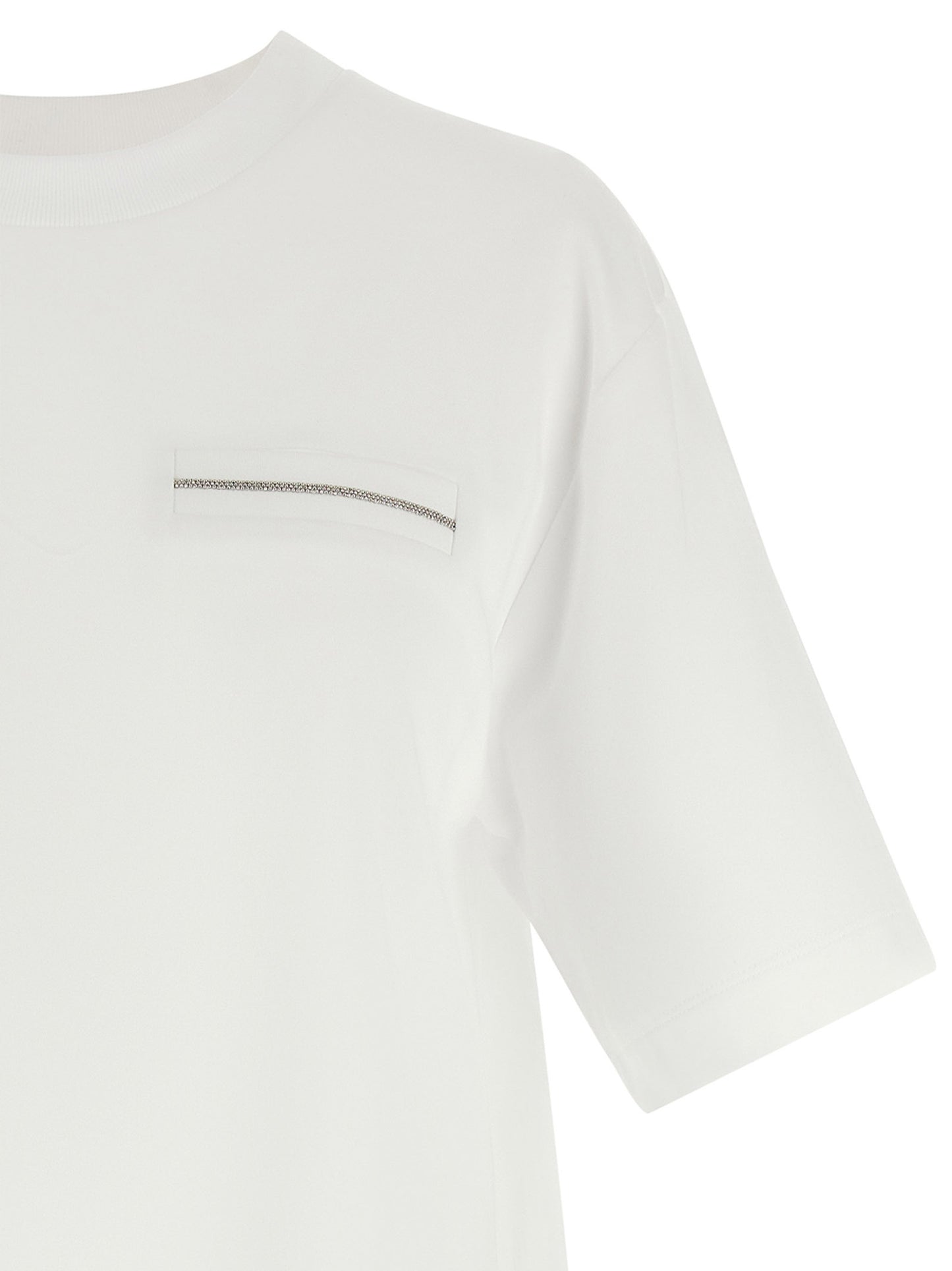 T-Shirt by Peserico for women in stretch cotton & polyamide white showcases a chic silhouette, artfully detailed with a chic crew neckline and for a chic finish.