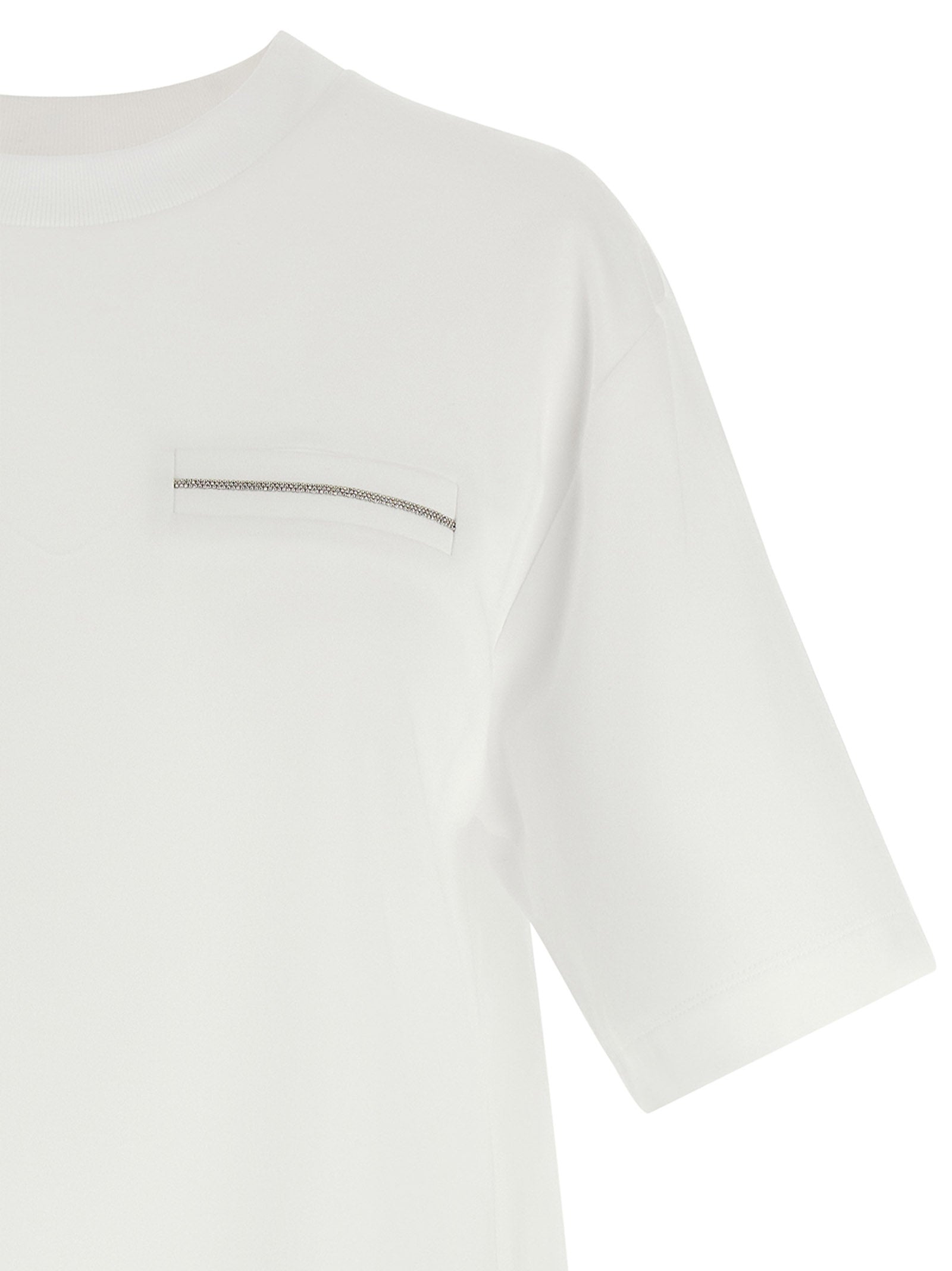 T-Shirt by Peserico for women in stretch cotton & polyamide white showcases a chic silhouette, artfully detailed with a chic crew neckline and for a chic finish.
