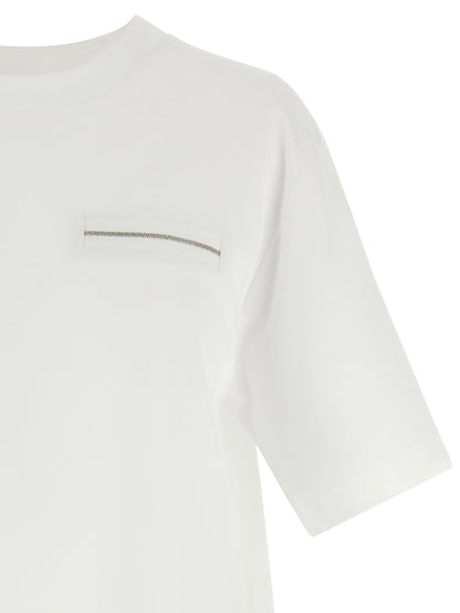 T-Shirt by Peserico for women in stretch cotton & polyamide white showcases a chic silhouette, artfully detailed with a chic crew neckline and for a chic finish.