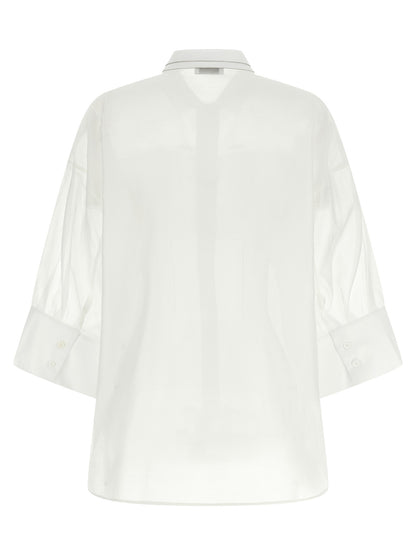 Blouse by Peserico for women in silk & cotton white showcases a sublime silhouette, artfully detailed with a sublime and for a sophisticated, sublime finish.