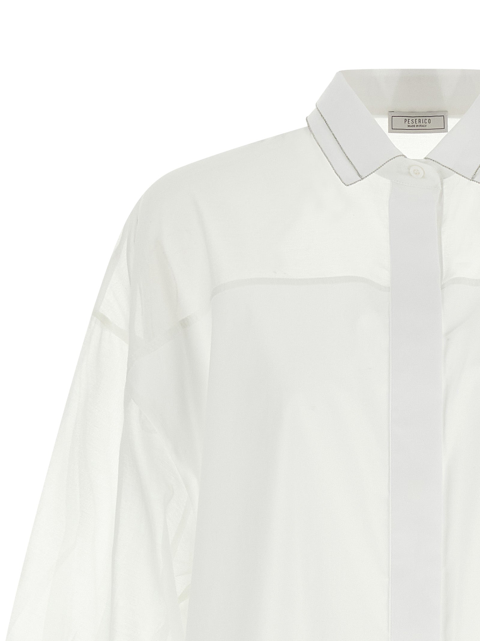 Blouse by Peserico for women in silk & cotton white features an architectural silhouette with a refined and elegant for a architectural look.