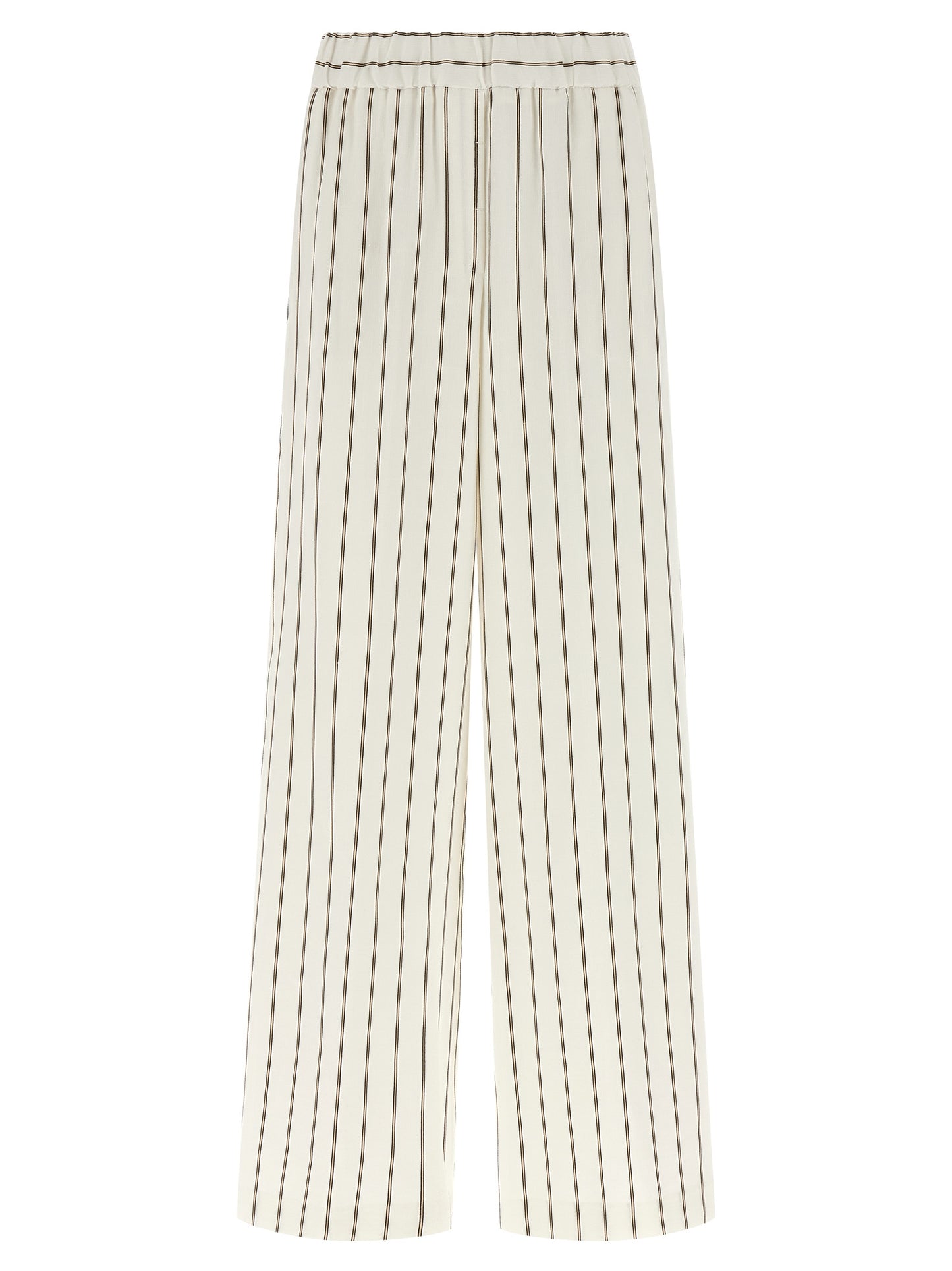 Casual Pants by Peserico for women in linen cotton twill white features a refined silhouette with a refined straight & wide, defined by a and a refined long for a refined finish.