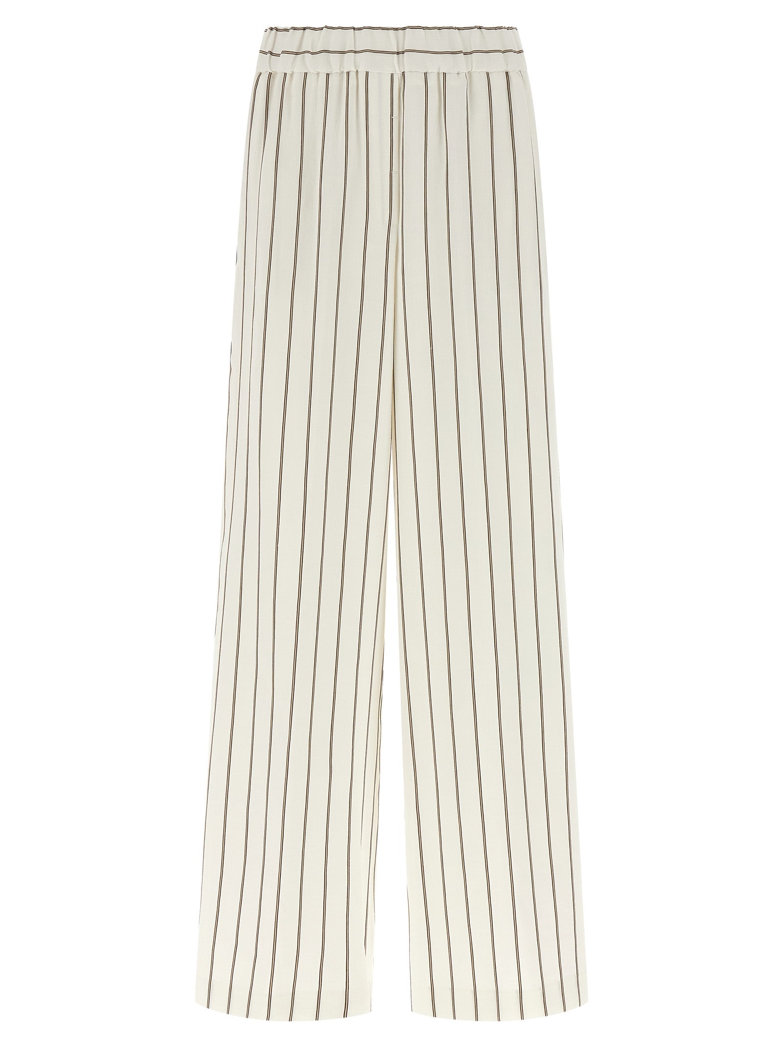 Casual Pants by Peserico for women in linen cotton twill white features a refined silhouette with a refined straight & wide, defined by a and a refined long for a refined finish.
