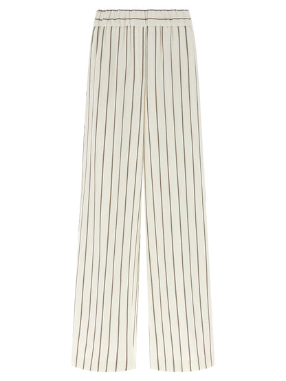 Casual Pants by Peserico for women in linen cotton twill white features a refined silhouette with a refined straight & wide, defined by a and a refined long for a refined finish.