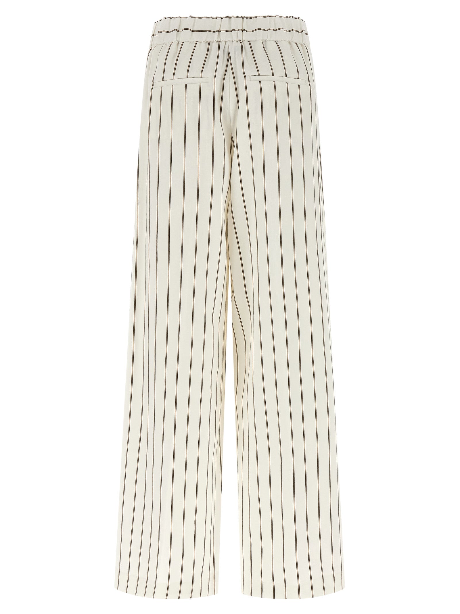 Casual Pants by Peserico for women in linen cotton twill white features an refined tailoring silhouette, showcasing a premium straight & wide with a and long cut for a refined tailoring look.