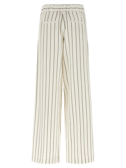 Casual Pants by Peserico for women in linen cotton twill white features an refined tailoring silhouette, showcasing a premium straight & wide with a and long cut for a refined tailoring look.