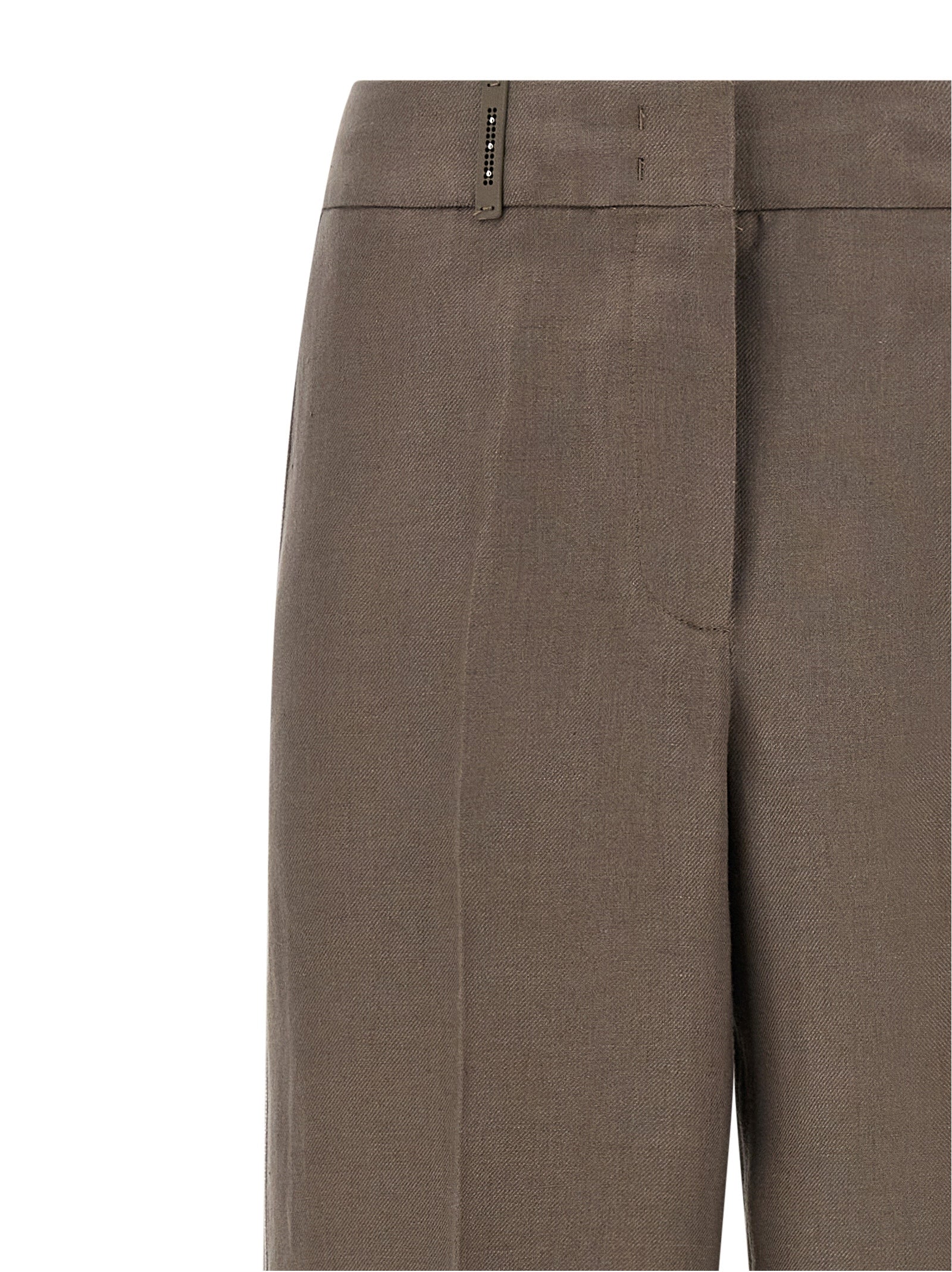 Trousers by Peserico for women in linen brown features a sculptural silhouette, showcasing a sculptural straight-leg & wide and long with a sophisticated for a sculptural finish.