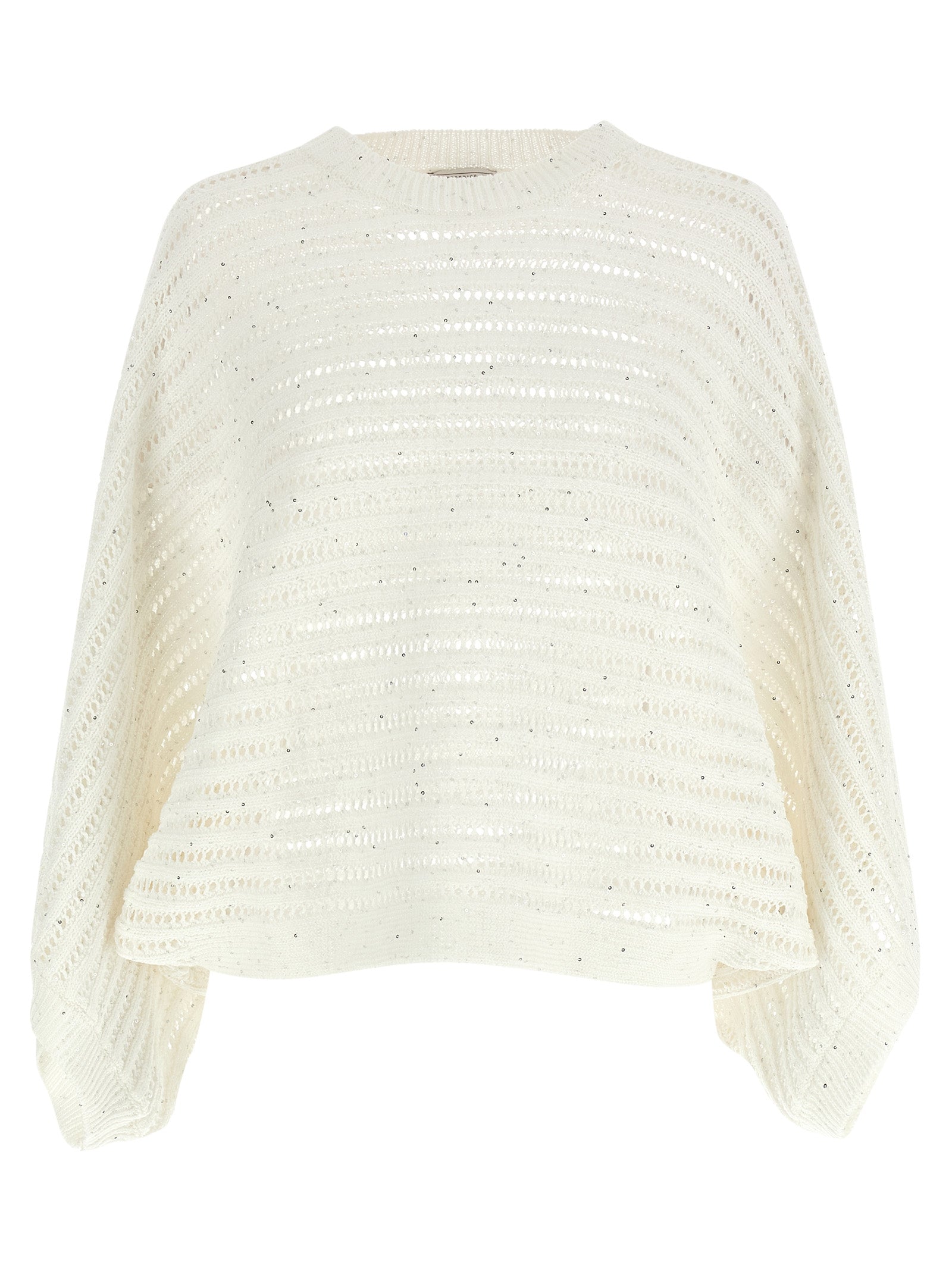 Cardigan by Peserico for women in polyester cotton & sequins white features an crisp silhouette, showcasing a sophisticated crew neckline and three-quarter-sleeve detail for a truly crisp finish.