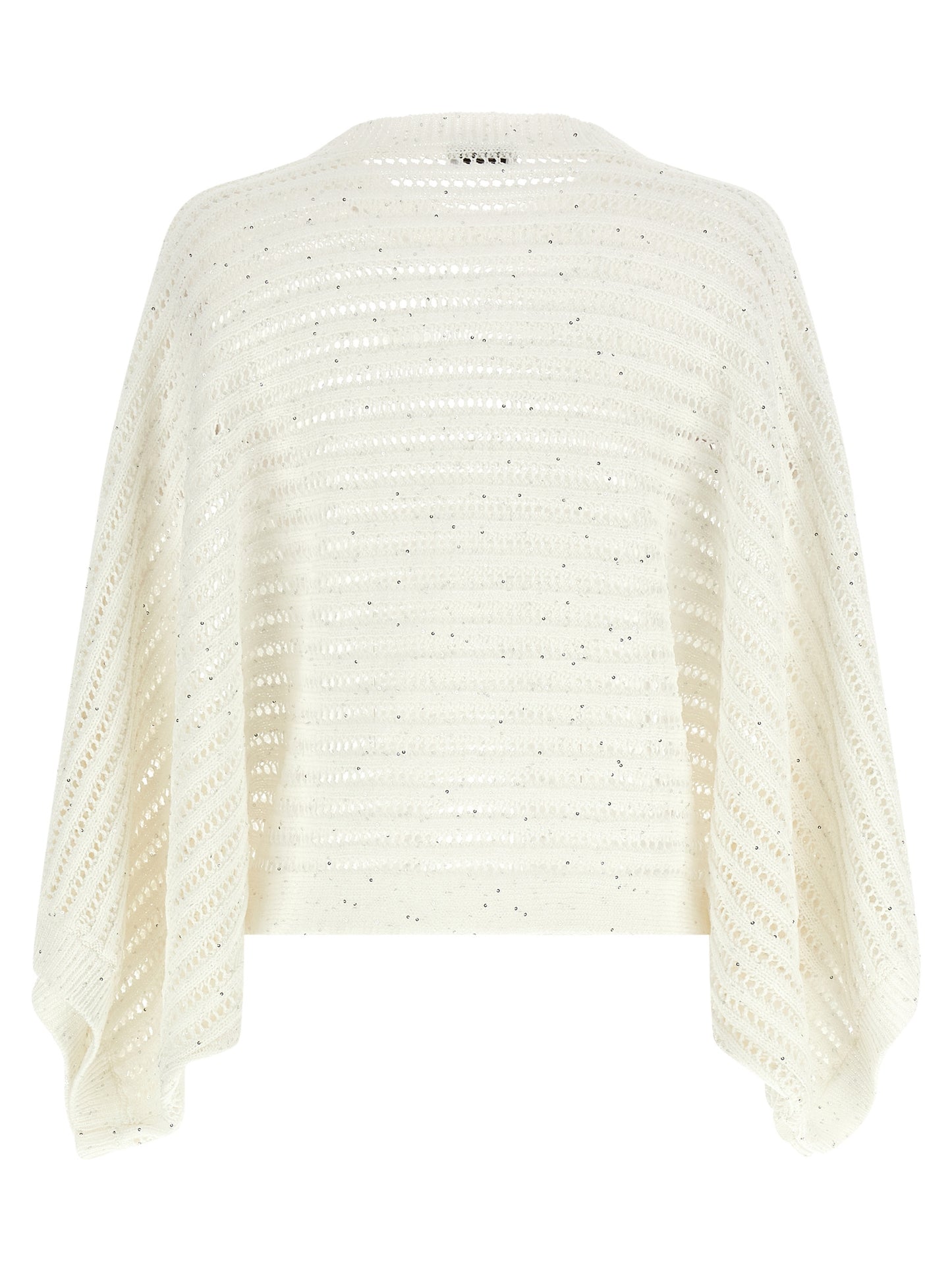Cardigan by Peserico for women in polyester cotton & sequins white features a nuanced silhouette with a refined crew neckline and nuanced detailing for a sophisticated look.