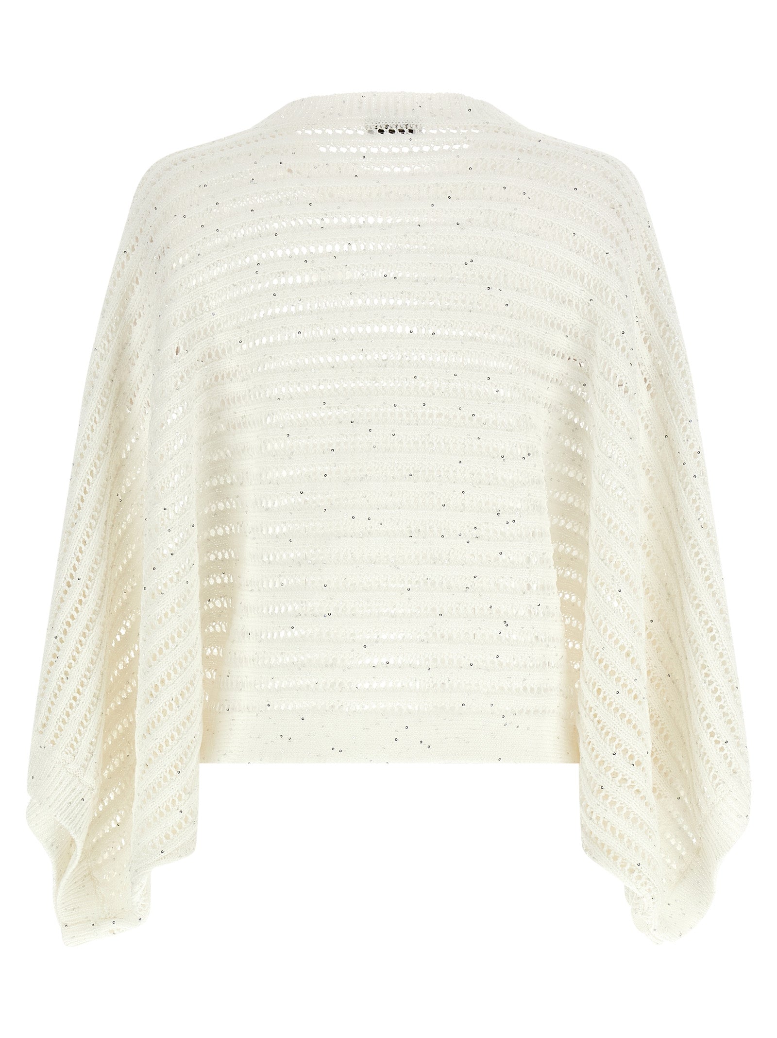 Cardigan by Peserico for women in polyester cotton & sequins white features a nuanced silhouette with a refined crew neckline and nuanced detailing for a sophisticated look.