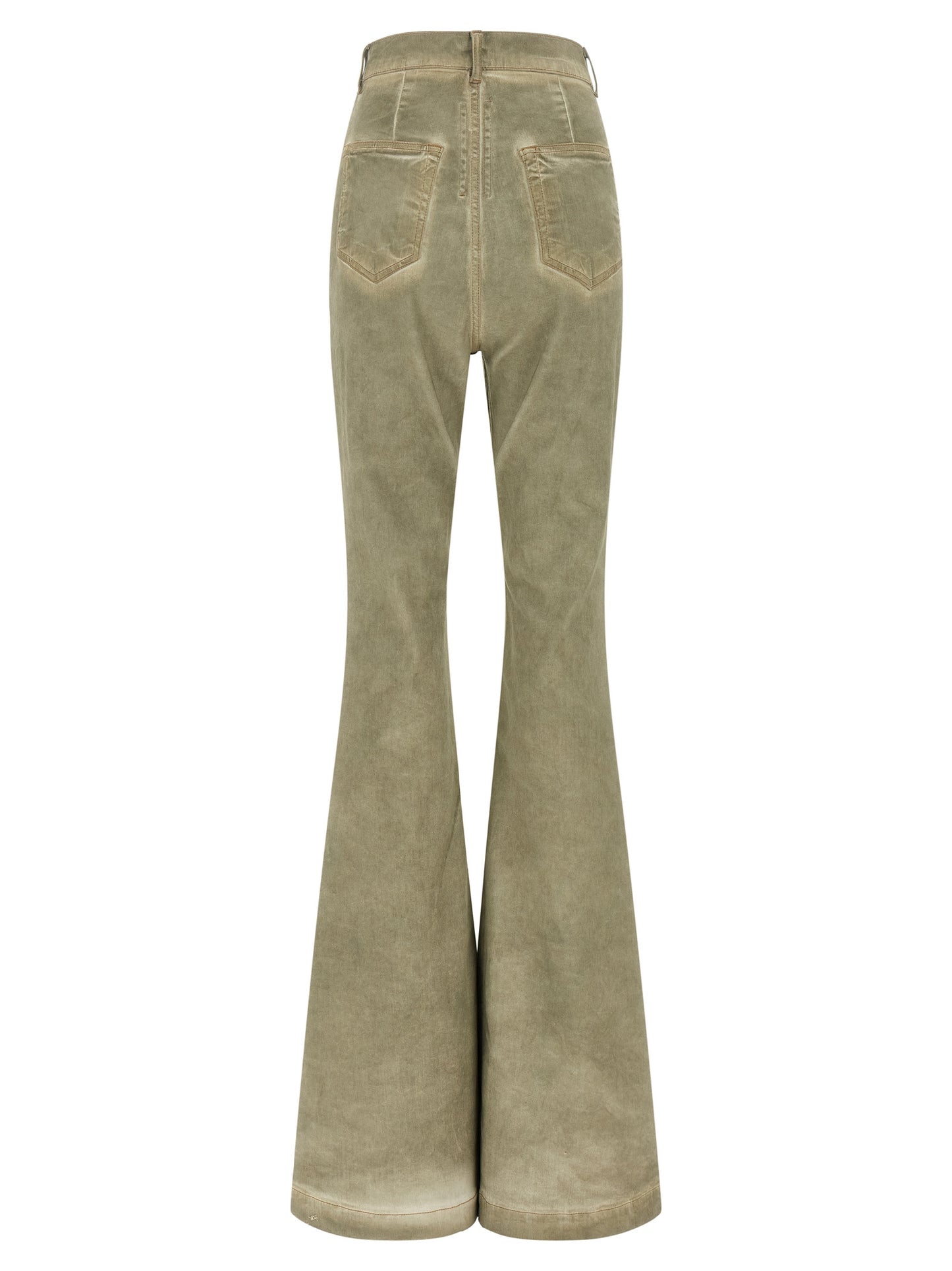 Jeans by DRKSHDW for women in stretch denim cotton beige & signature features an refined tailoring silhouette, showcasing a premium flared & bootcut with a high rise and long cut for a refined tailoring look.