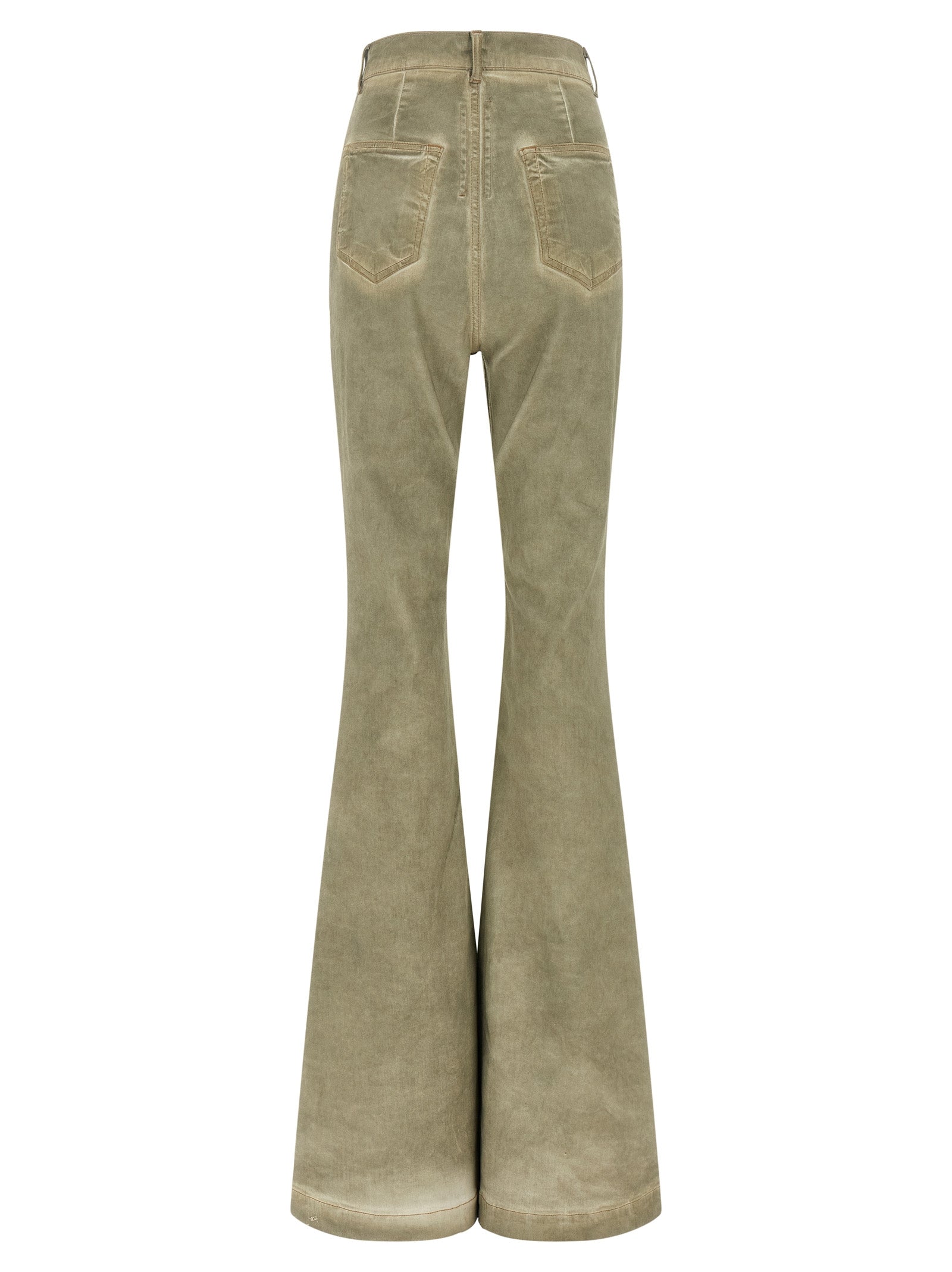 Jeans by DRKSHDW for women in stretch denim cotton beige & signature features an refined tailoring silhouette, showcasing a premium flared & bootcut with a high rise and long cut for a refined tailoring look.