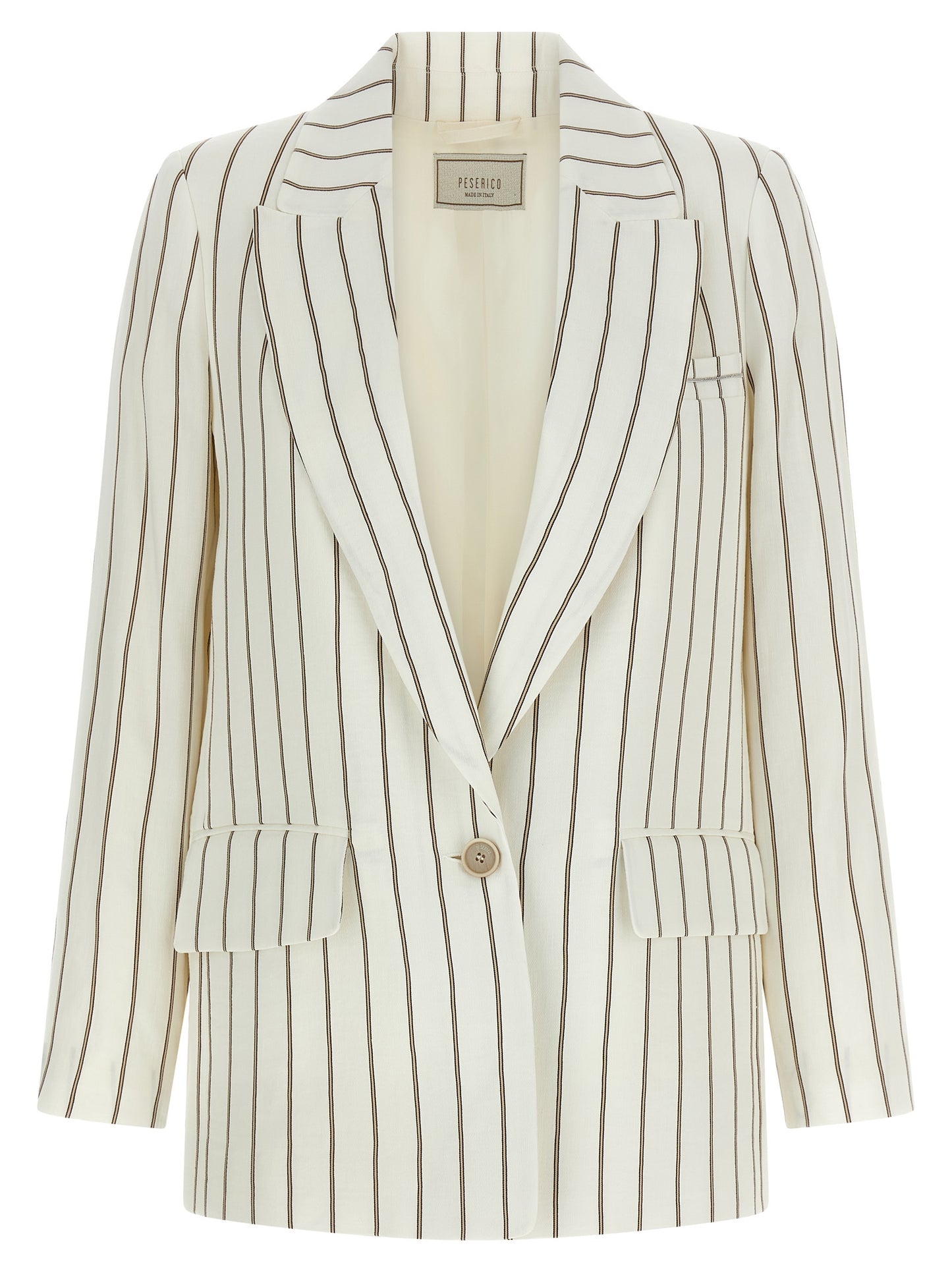 Blazer by Peserico for women in cotton linen viscose twill white presents a distinguished silhouette, detailed with a distinguished and distinctive for a truly sophisticated finish.