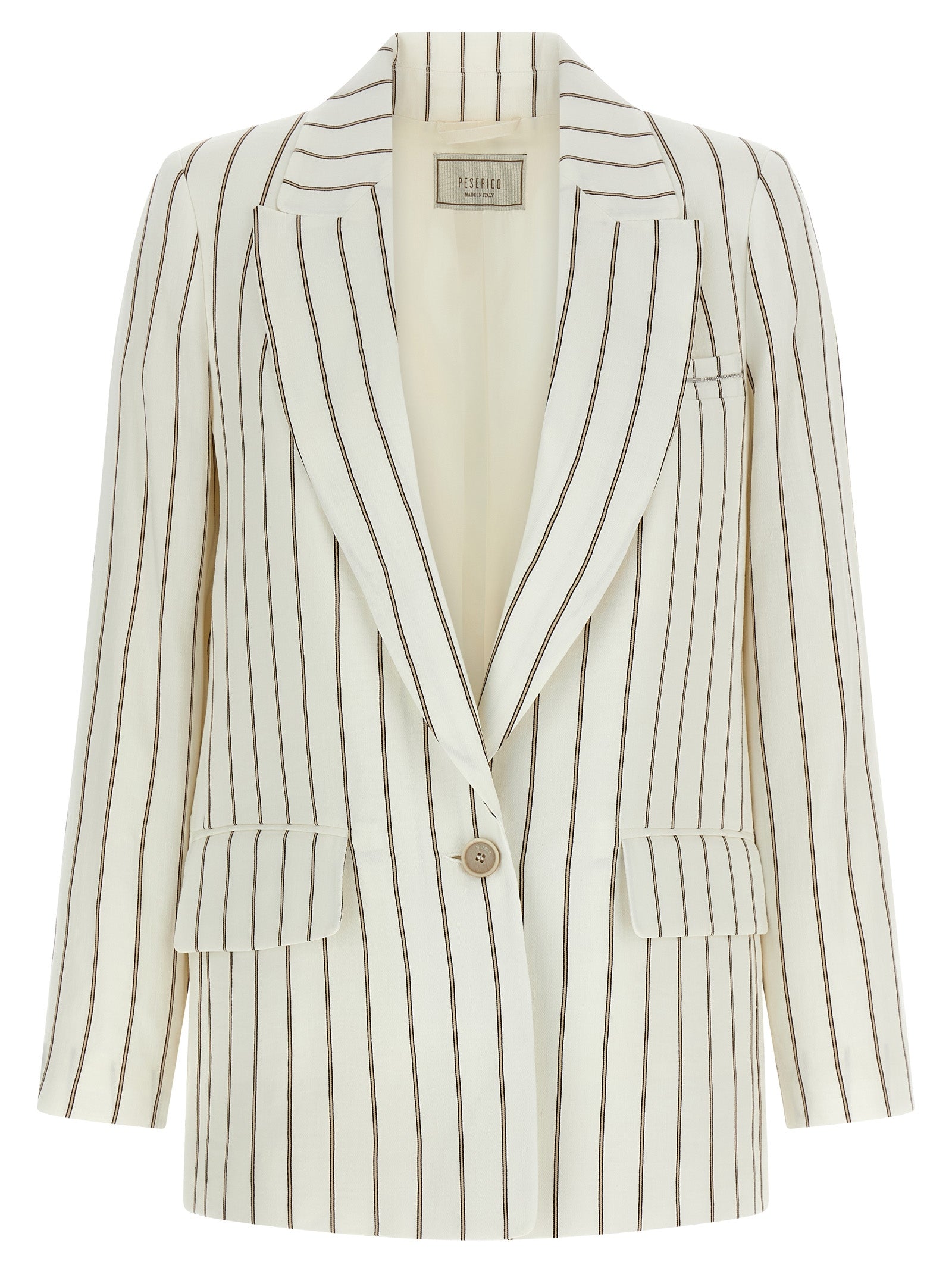 Blazer by Peserico for women in cotton linen viscose twill white presents a distinguished silhouette, detailed with a distinguished and distinctive for a truly sophisticated finish.