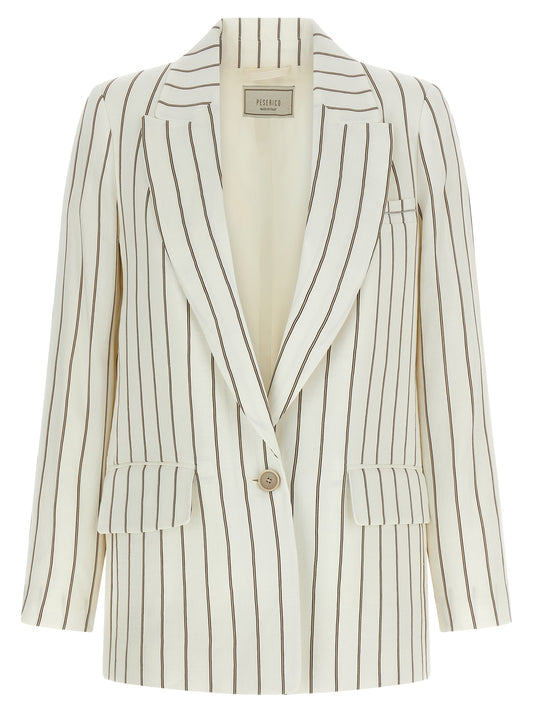 Blazer by Peserico for women in cotton linen viscose twill white presents a distinguished silhouette, detailed with a distinguished and distinctive for a truly sophisticated finish.