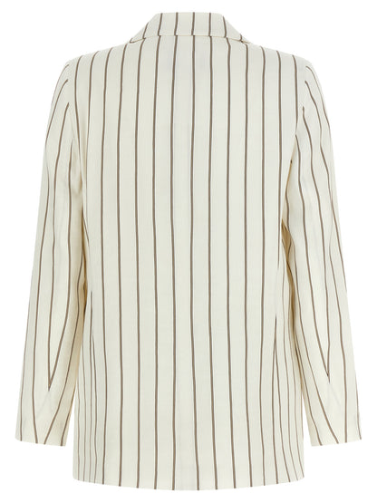 Blazer by Peserico for women in cotton linen viscose twill white features an crisp silhouette with sophisticated and a crisp for a truly crisp finish.