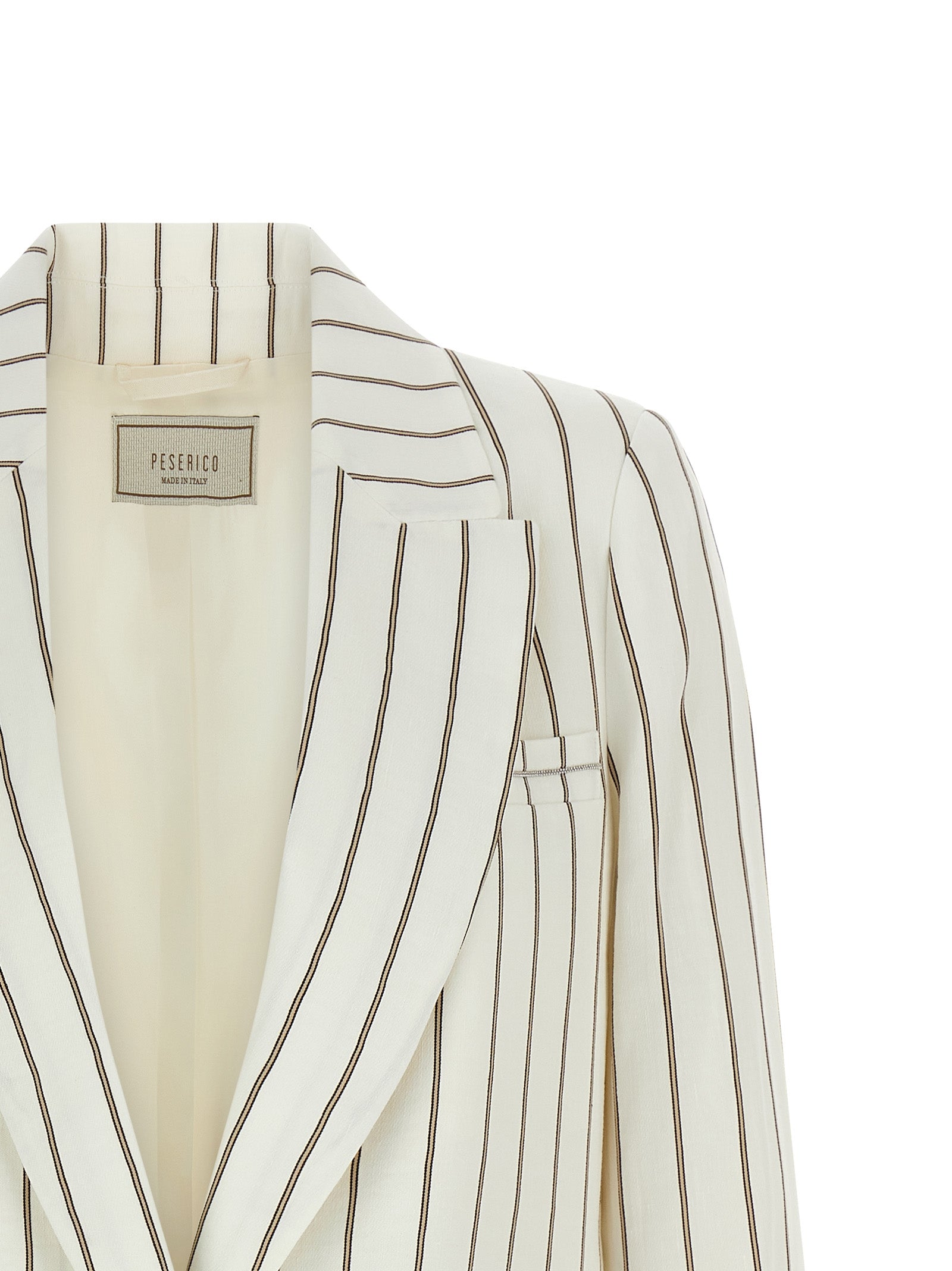 Blazer by Peserico for women in cotton linen viscose twill white showcases a discerning silhouette, elegantly detailed with a sophisticated and premium for a truly discerning finish.