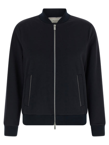 Bomber Jacket by Peserico for women in polyester cotton blue features a city-ready silhouette, detailed with pockets and a city-ready high-neck neckline.