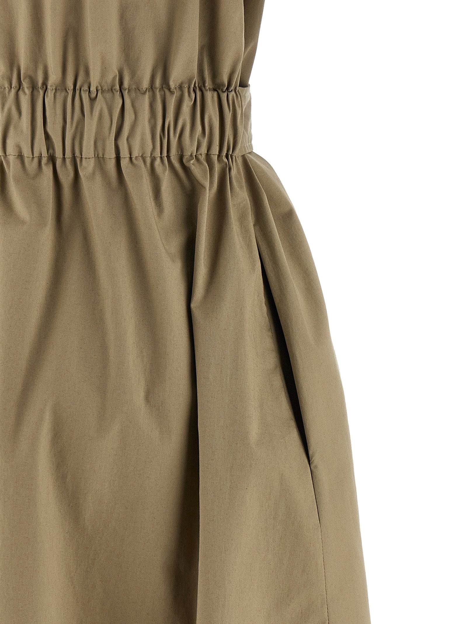 Dress by Peserico for women in stretch cotton bicolour & green presents a sinuous silhouette, showcasing a sophisticated and detailed with a sinuous midi short for a refined finish.