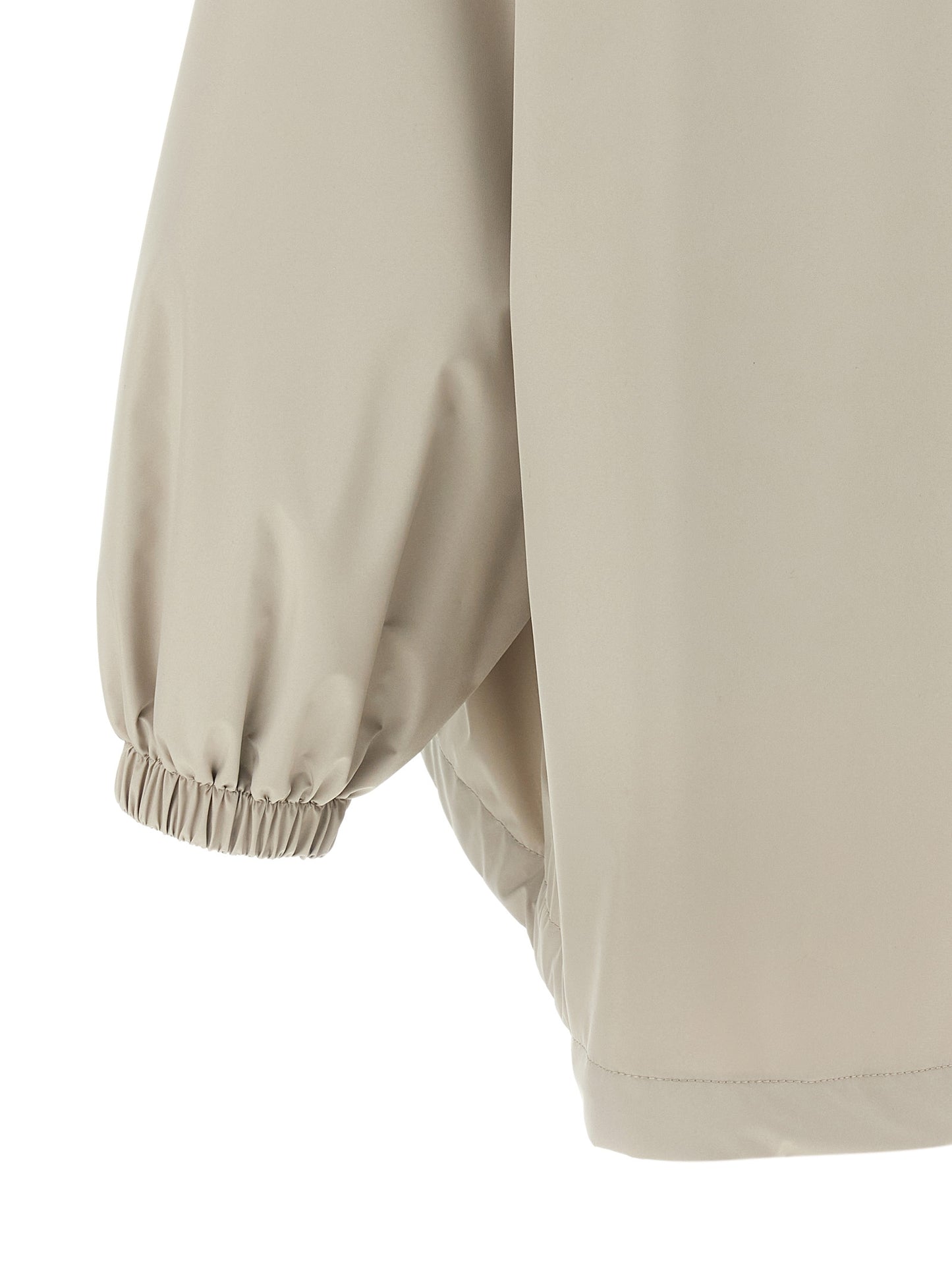 Hooded Windbreaker Jacket by MooRER for women in polyester gray features an enduring silhouette, showcasing technical water-resistant, pockets, hooded & windproof and a sophisticated for a truly enduring aesthetic.