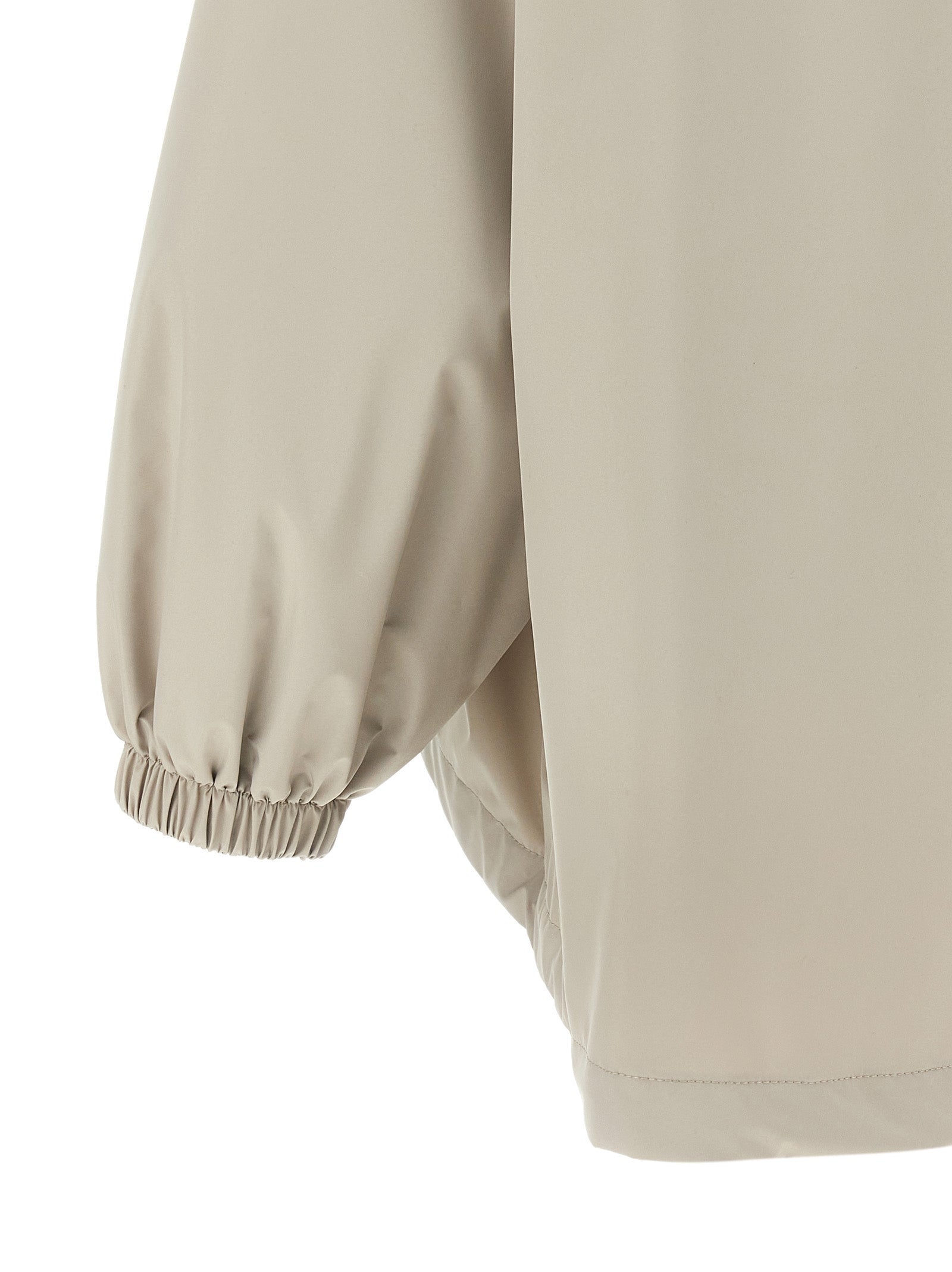 Hooded Windbreaker Jacket by MooRER for women in polyester gray features an enduring silhouette, showcasing technical water-resistant, pockets, hooded & windproof and a sophisticated for a truly enduring aesthetic.
