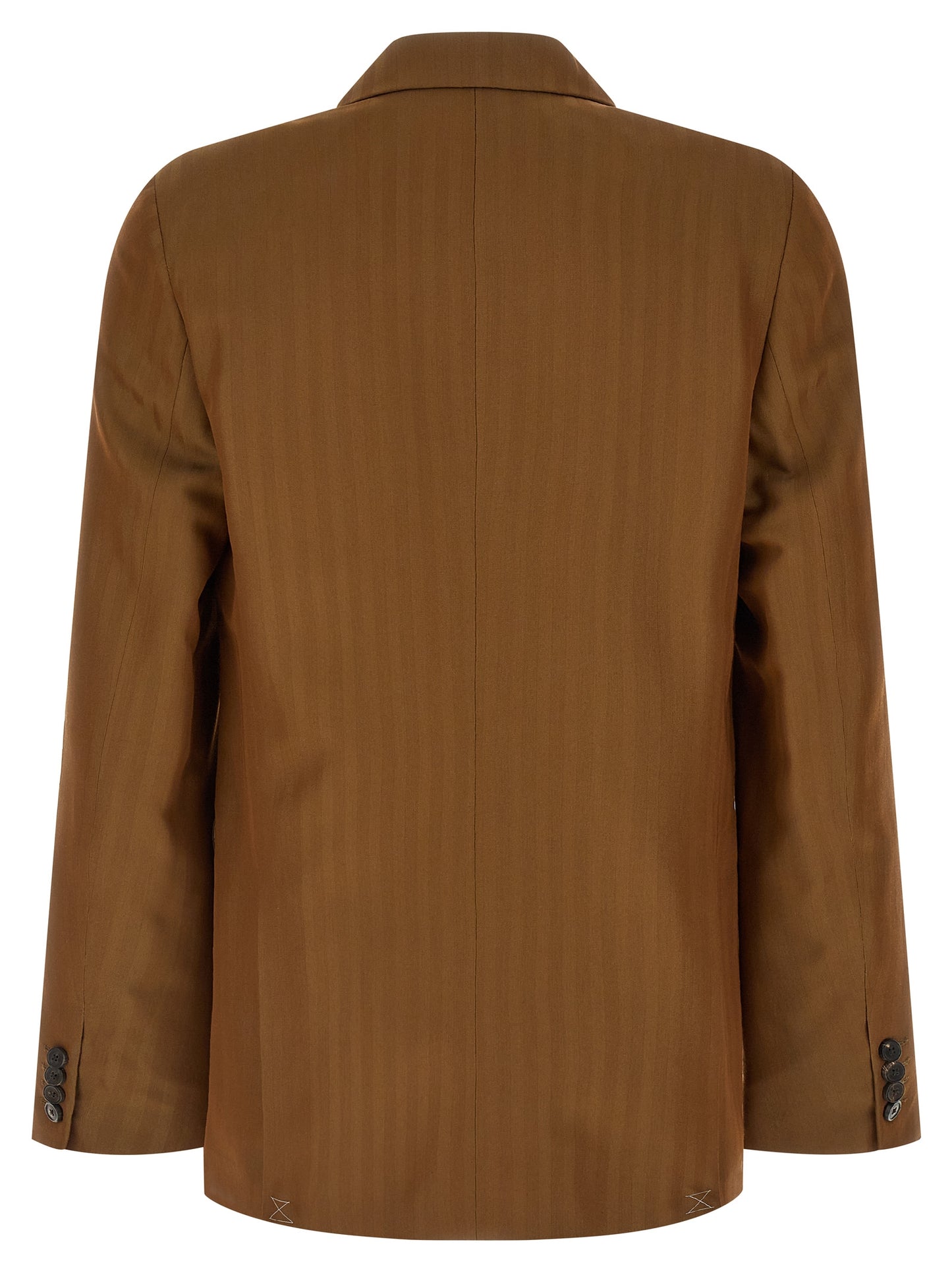 This Blazer by Dries Van Noten for men in wool & viscose brown, patterned & pinstripe presents a tailored silhouette, meticulously tailored with a tailored and distinctive for a tailored finish.