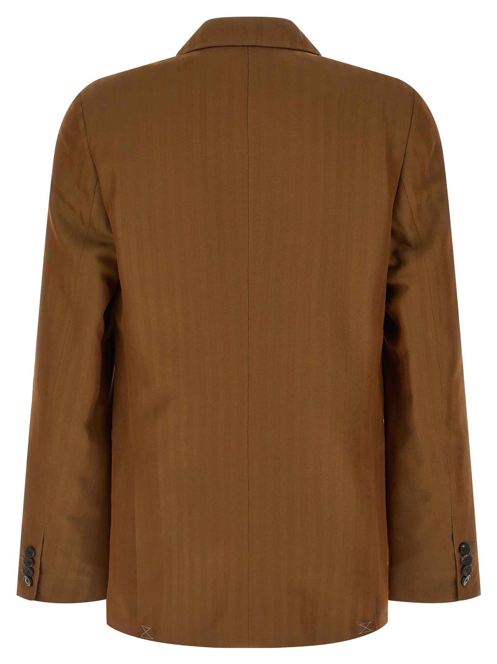 This Blazer by Dries Van Noten for men in wool & viscose brown, patterned & pinstripe presents a tailored silhouette, meticulously tailored with a tailored and distinctive for a tailored finish.