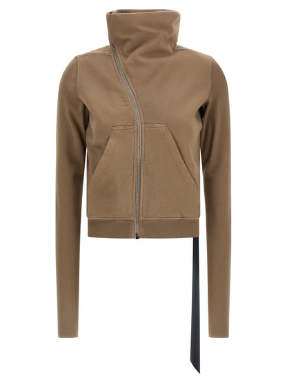 Activewear Sweatshirt by DRKSHDW for women in cotton beige presents a dynamic silhouette, featuring a dynamic high-neck neckline and detailed with functional .