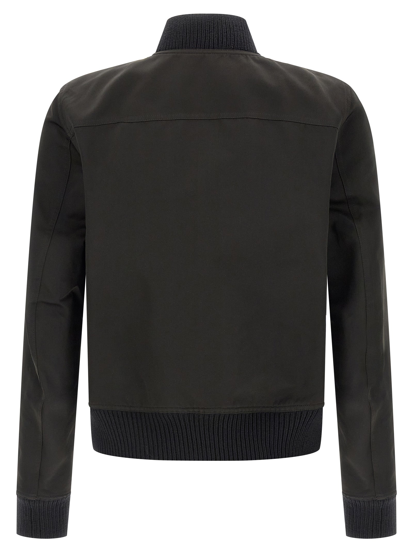 Bomber Jacket by Rick Owens for men in polyester cotton wool black features an contemporary silhouette, showcasing a sophisticated high-neck neckline and contemporary pockets for a truly refined look.