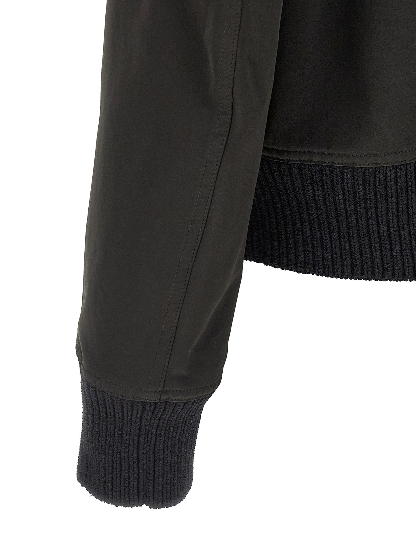Bomber Jacket by Rick Owens for men in polyester cotton wool black features a dramatic silhouette, showcasing a sophisticated and distinctive pockets for a dramatic aesthetic.