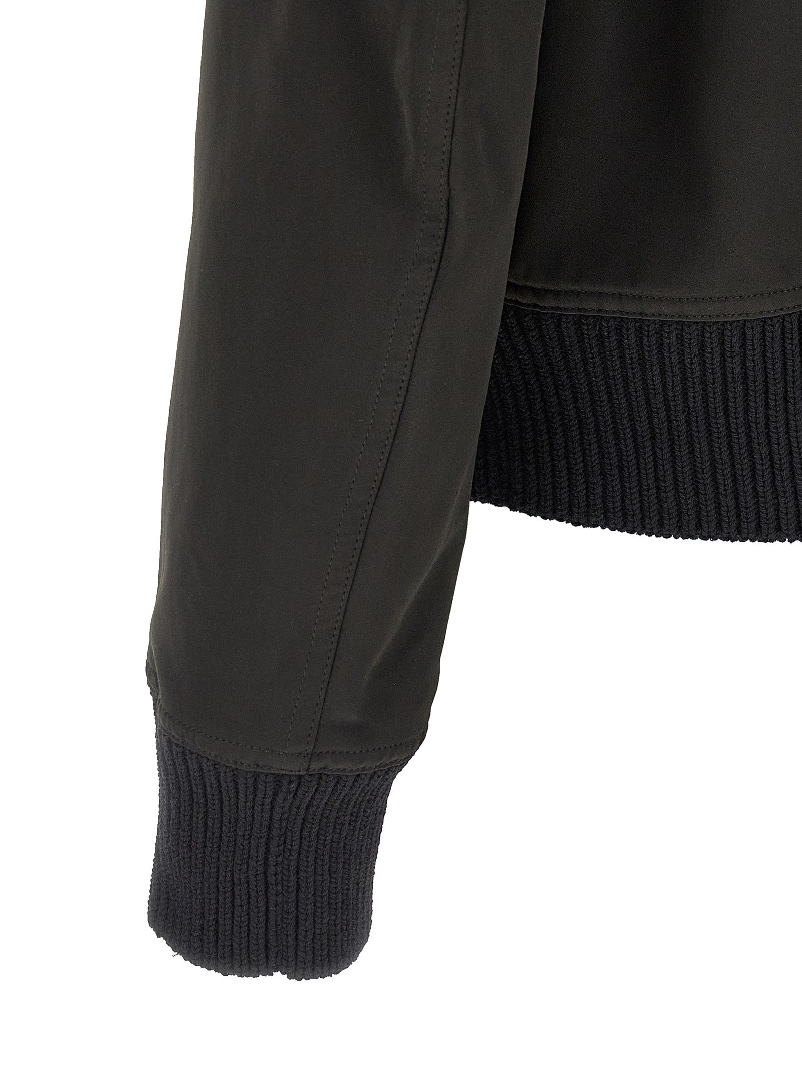 Bomber Jacket by Rick Owens for men in polyester cotton wool black features a dramatic silhouette, showcasing a sophisticated and distinctive pockets for a dramatic aesthetic.